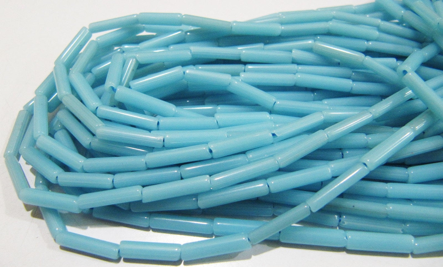 Sky Blue Coral Italian Tubelite Shape Beads Size 3x12mm Approximately Sold per Strand of 16 Inches Long Smooth Sky Coral Beads