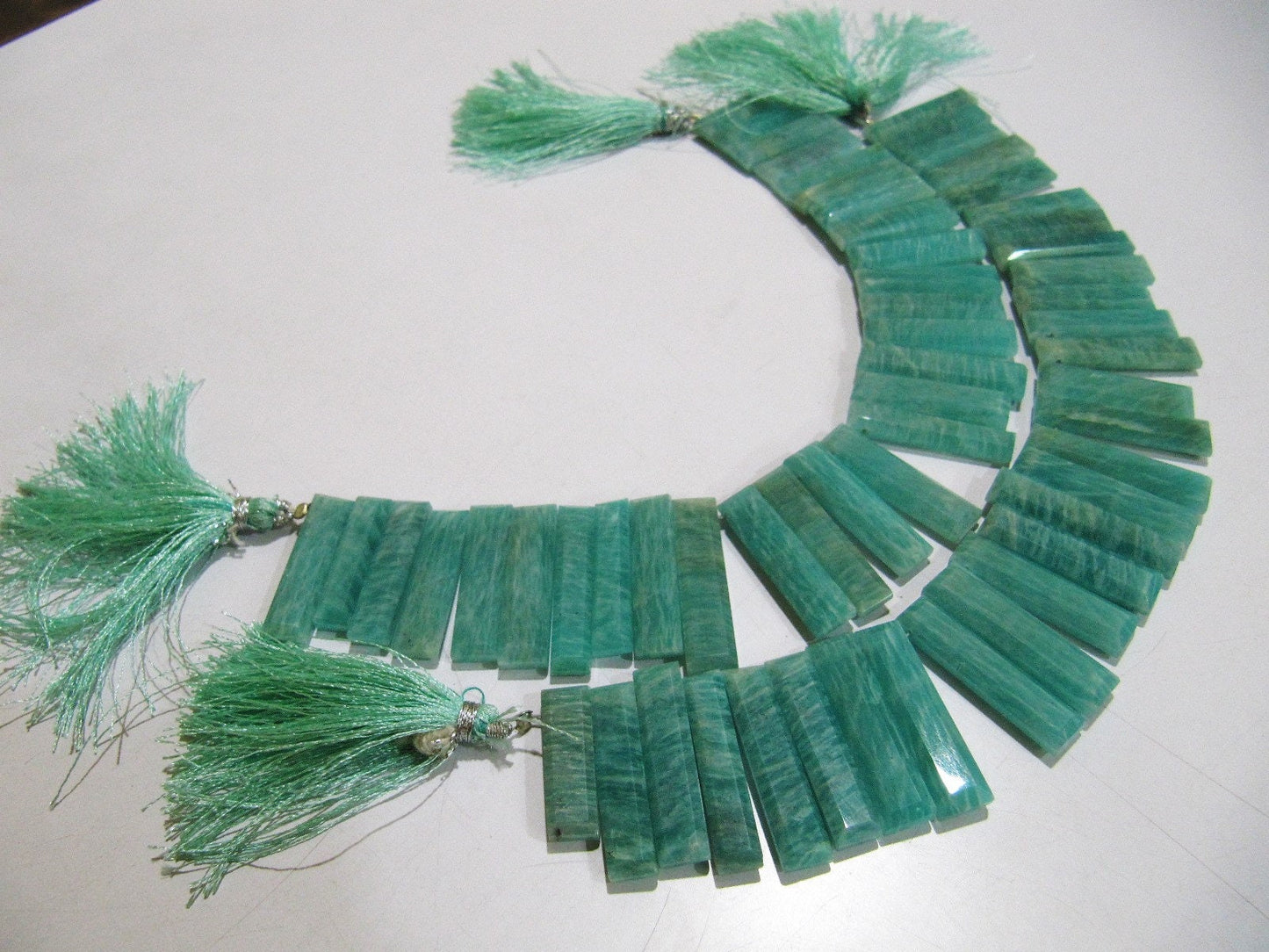 Natural Amazonite Long Baguette Shape Beads, Side Drilled Briolette Beads Size 15 to 20mm long, Strand 8 inches Graduated Beads
