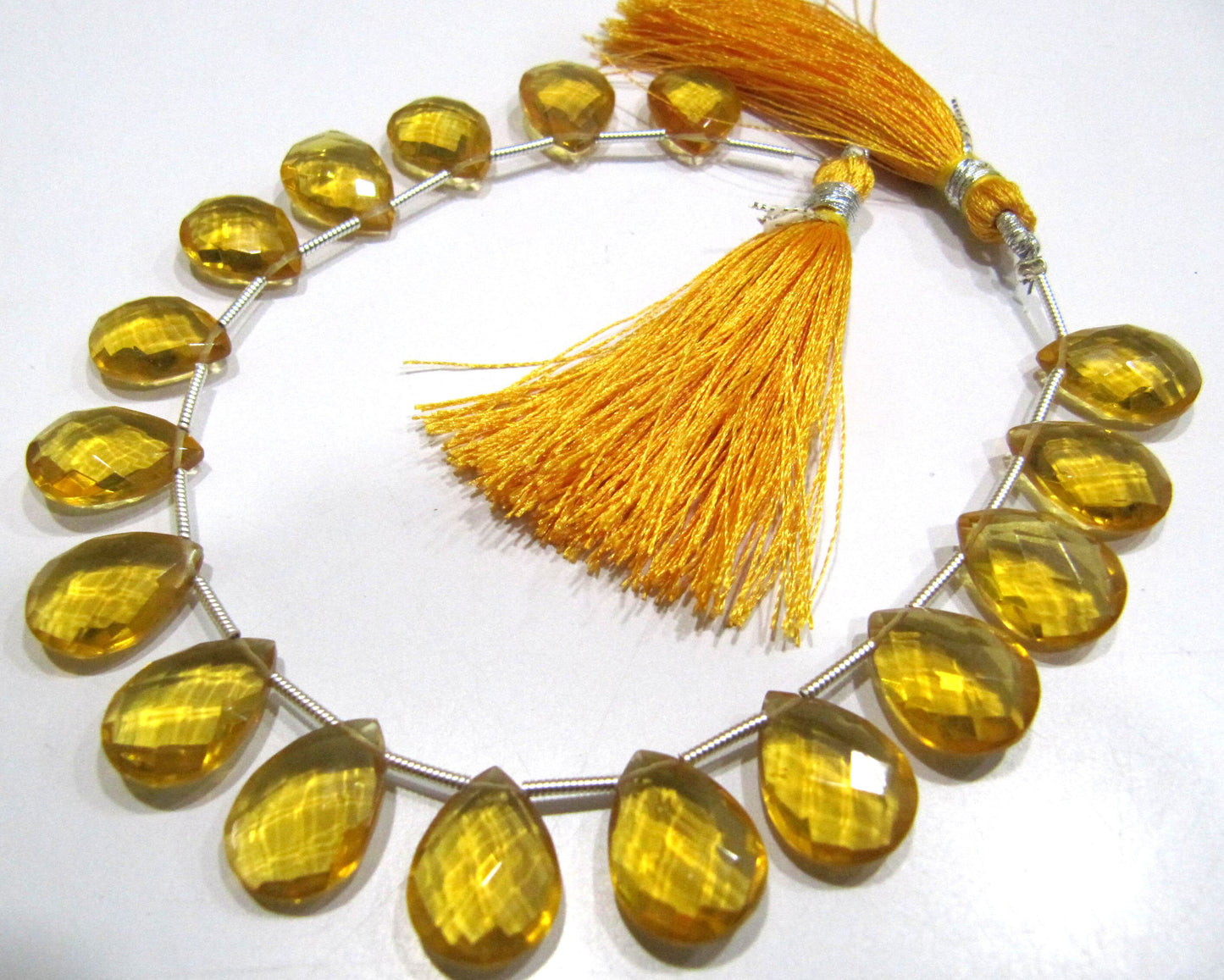 Beautiful Citrine Hydro Quartz Faceted Pear Shape Beads , Hydro Quartz Briolette approx 10x14mm Size Gemstone Beads Length 8 inches long