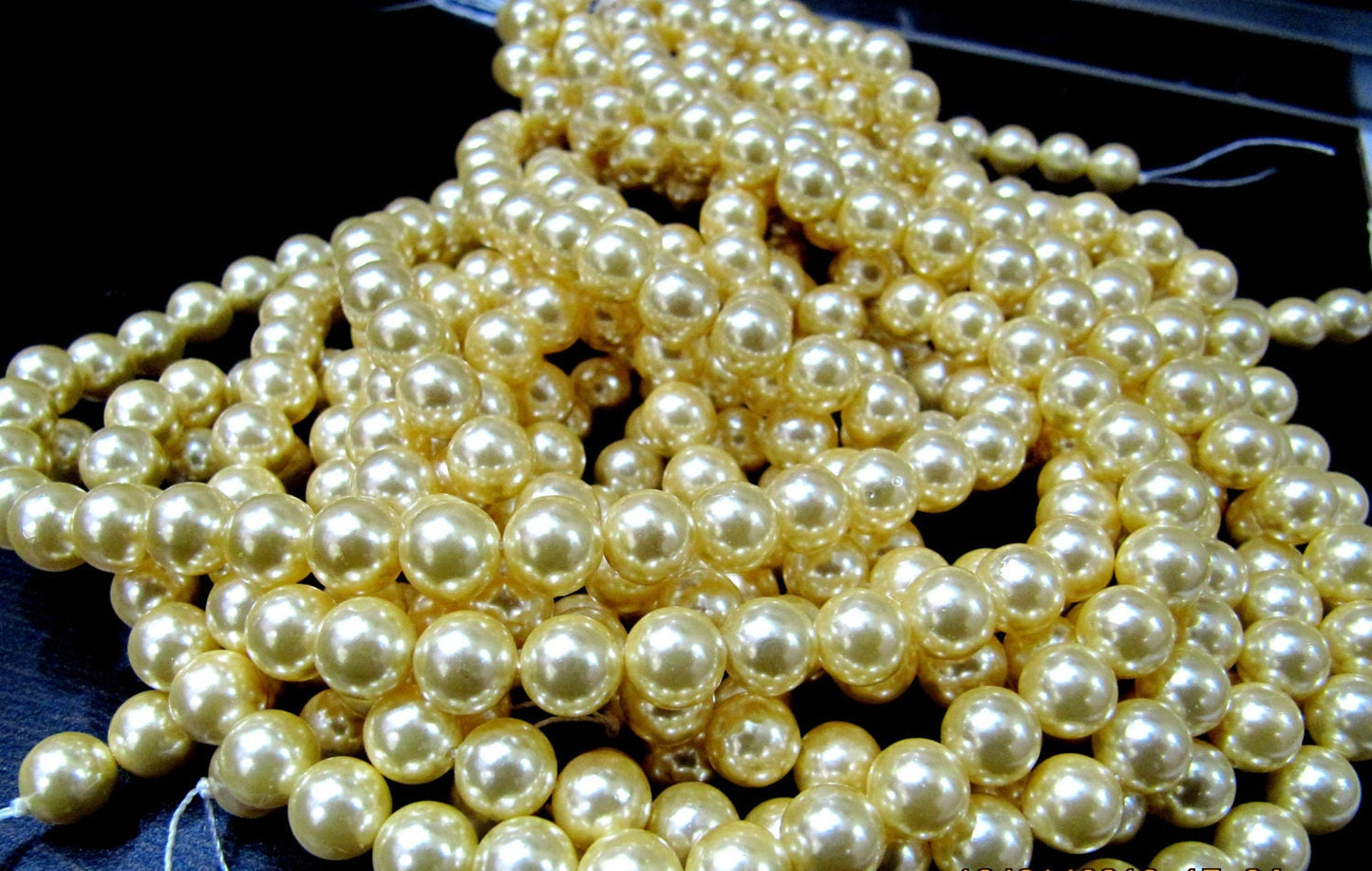 Pearl beads Golden Color Round beads 6 to 7mm size Strand 15 to 16 inch Long Golden yellow Color Beads sold per Strand Wholesale Price
