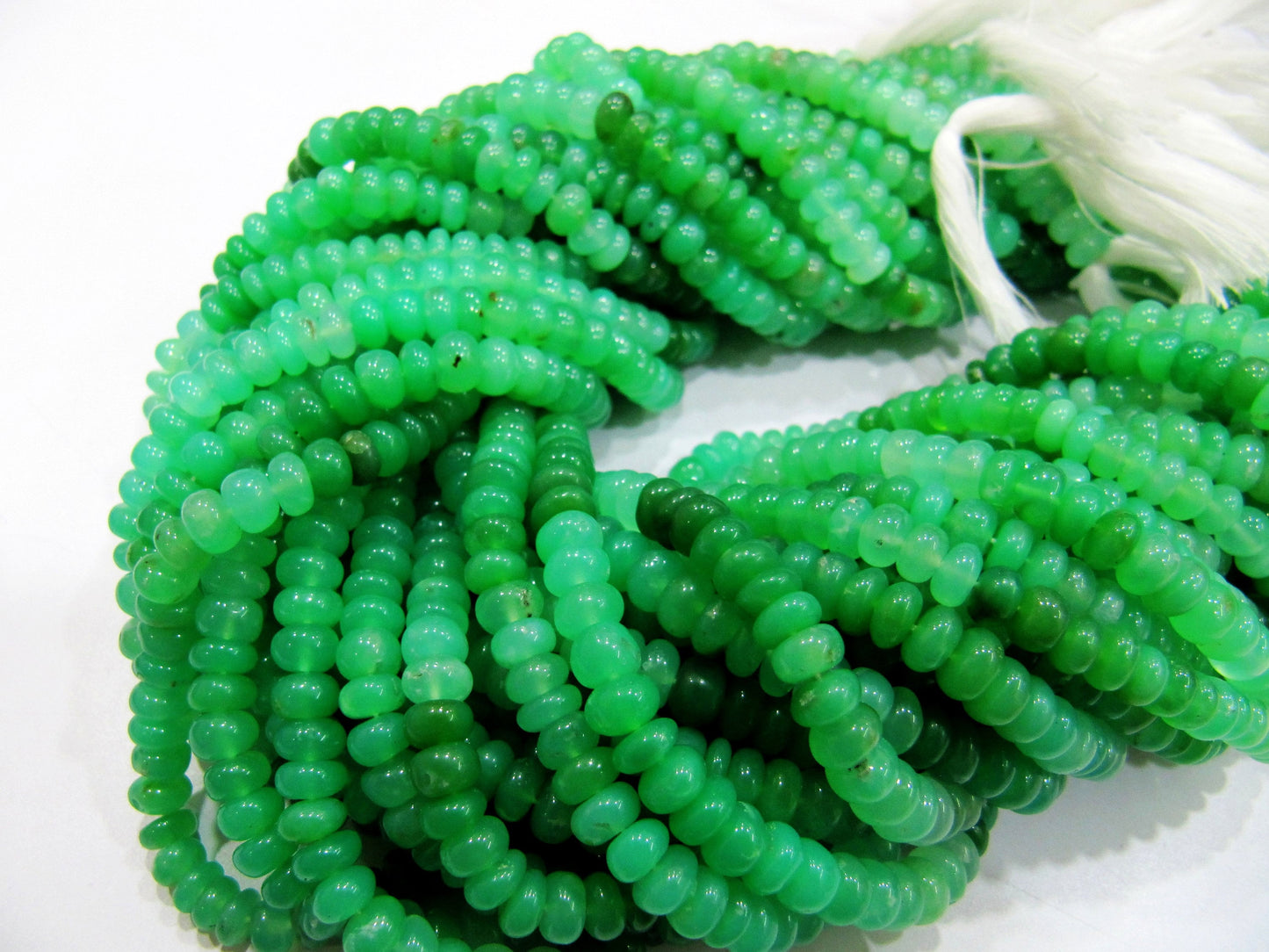 Natural Chrysoprase Shaded Smooth Plain Rondelle Beads Size 6-7mm Strand 8 Inches Long Beads Jewelry Making Gemstone Beads Top Quality