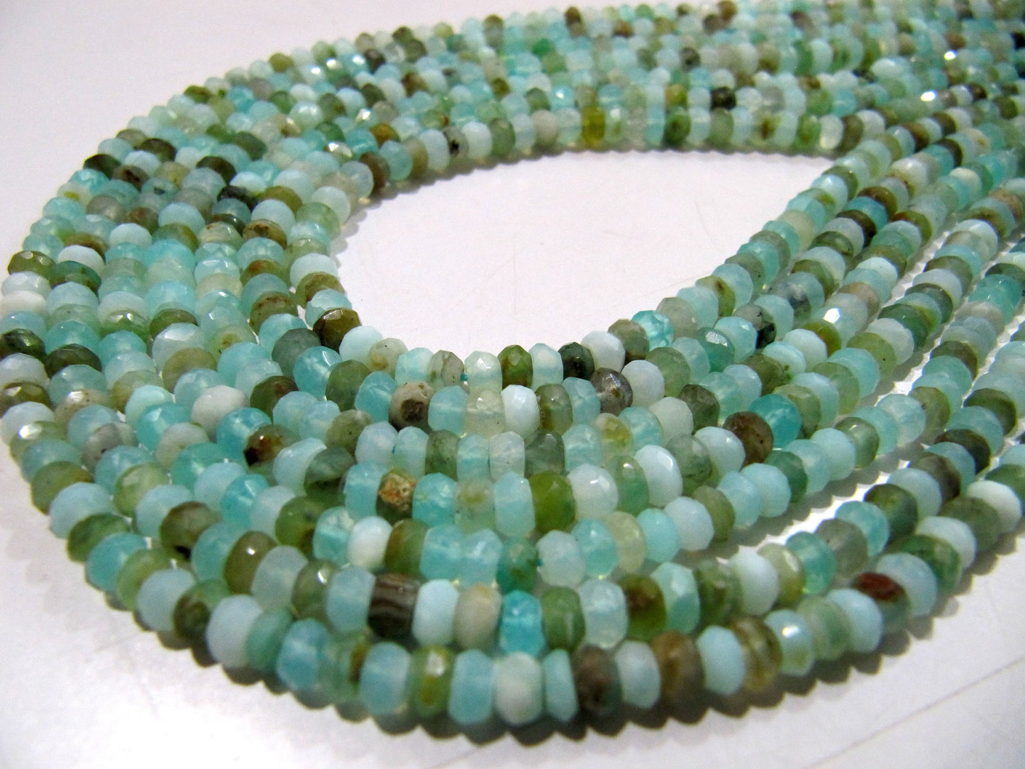 Natural Peruvian Opal Rondelle Briolette faceted Beads 3mm to 5mm best Quality Beads Strand 13 inches Long Israel Cut gemstone beads