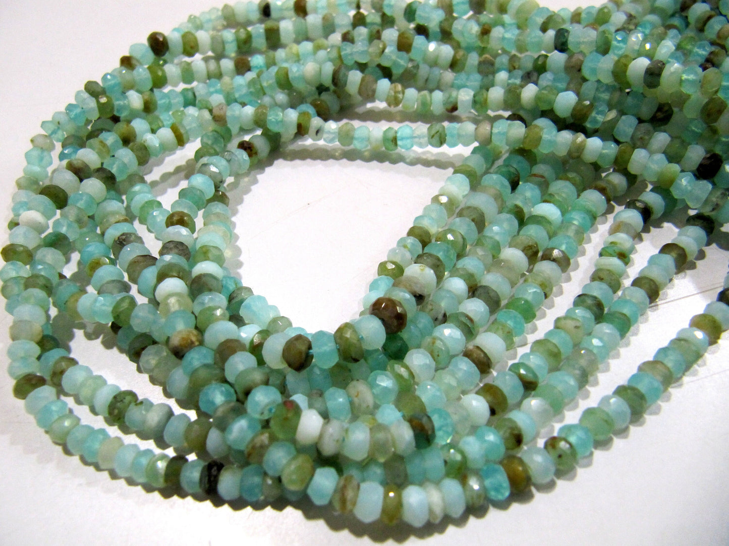 Natural Peruvian Opal Rondelle Briolette faceted Beads 3mm to 5mm best Quality Beads Strand 13 inches Long Israel Cut gemstone beads
