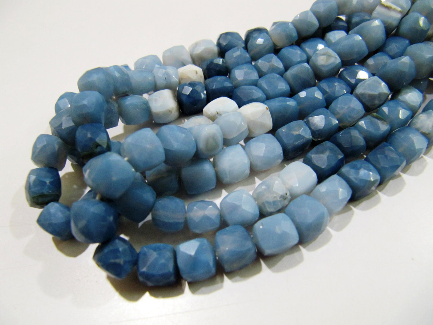 Natural Blue Opal Cube Shape Beads Shaded Blue Opal Faceted 3D Box 7-8mm Beads Strand 8 inch Semi Precious Beads ,Wholesale Price