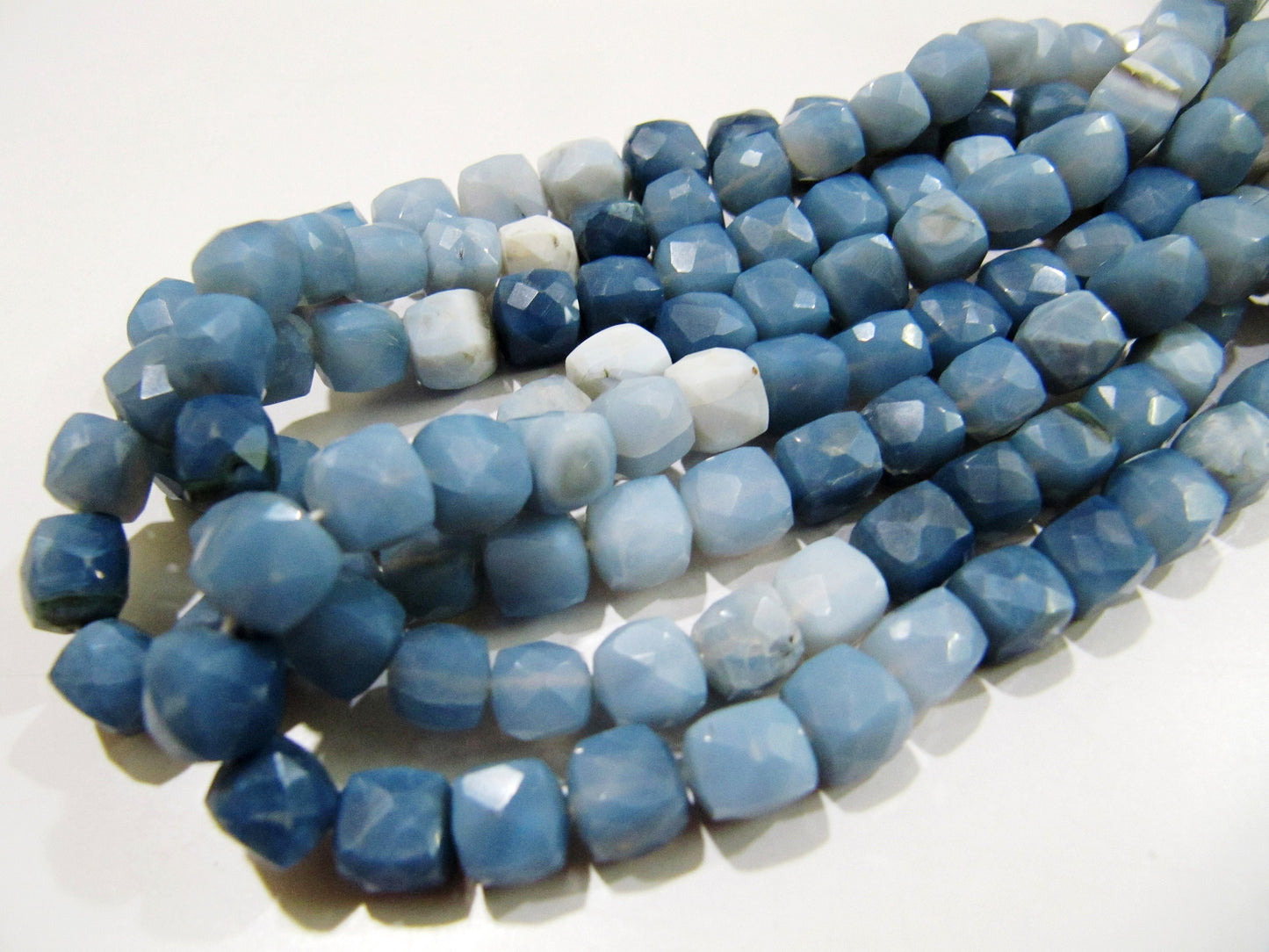 Natural Blue Opal Cube Shape Beads Shaded Blue Opal Faceted 3D Box 7-8mm Beads Strand 8 inch Semi Precious Beads ,Wholesale Price