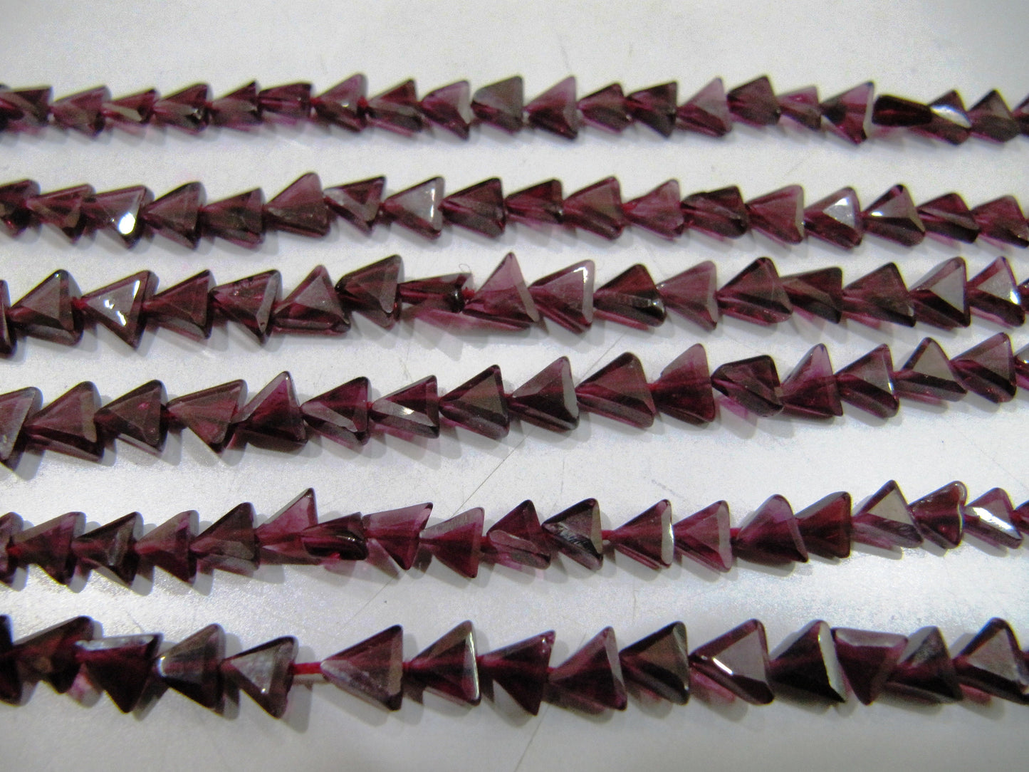 Natural Garnet Triangle Shape Faceted Beads 5 to 7mm , Strands 13 inch long , Semi Precious Fancy Shape beads sold Per Strand Wholesale rate