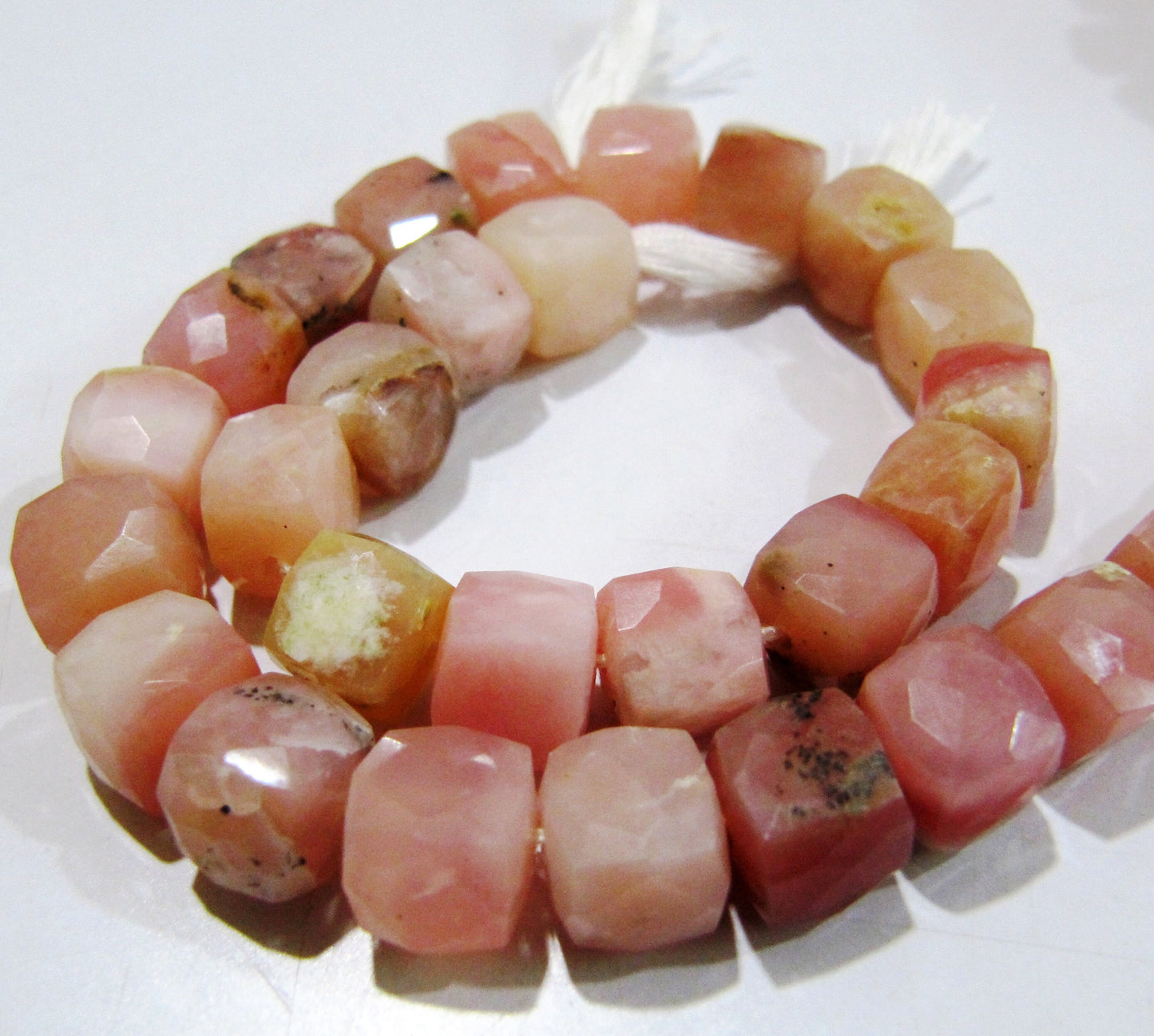 High Quality Genuine Pink Opal Cube Shape Beads / Faceted 3D Box Beads / Strand 8 inch long / 7 to 8mm Size Beads Very Good Quality Beads