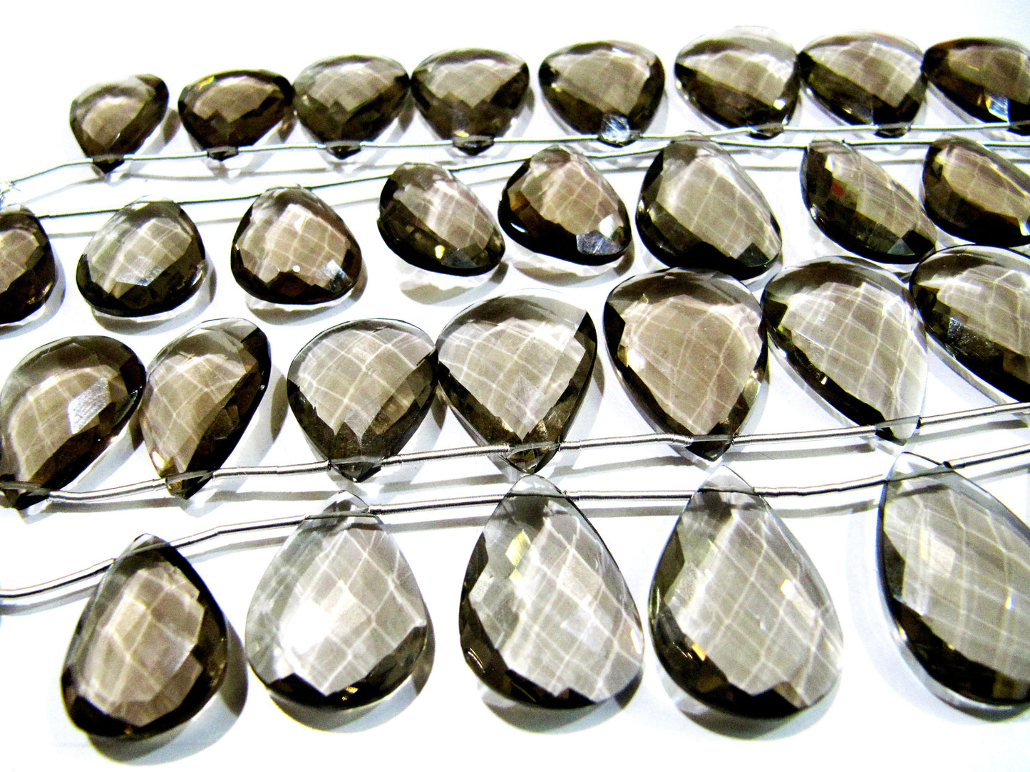 Smoky Hydro Quartz Pear shape Briolette Faceted Beads Size 15x20mm to 18x25mm Beads Strand 8 inches Long Jewelry making quartz beads