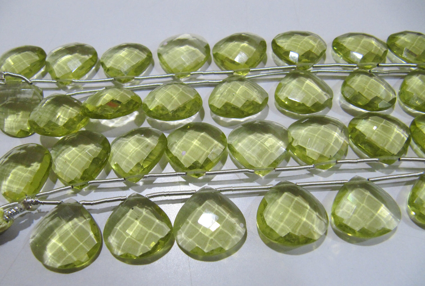 Lemon Hydro Quartz Heart shape Briolette Faceted Beads Size 14mm Beads Strand 8 inches Long Jewelry making beads