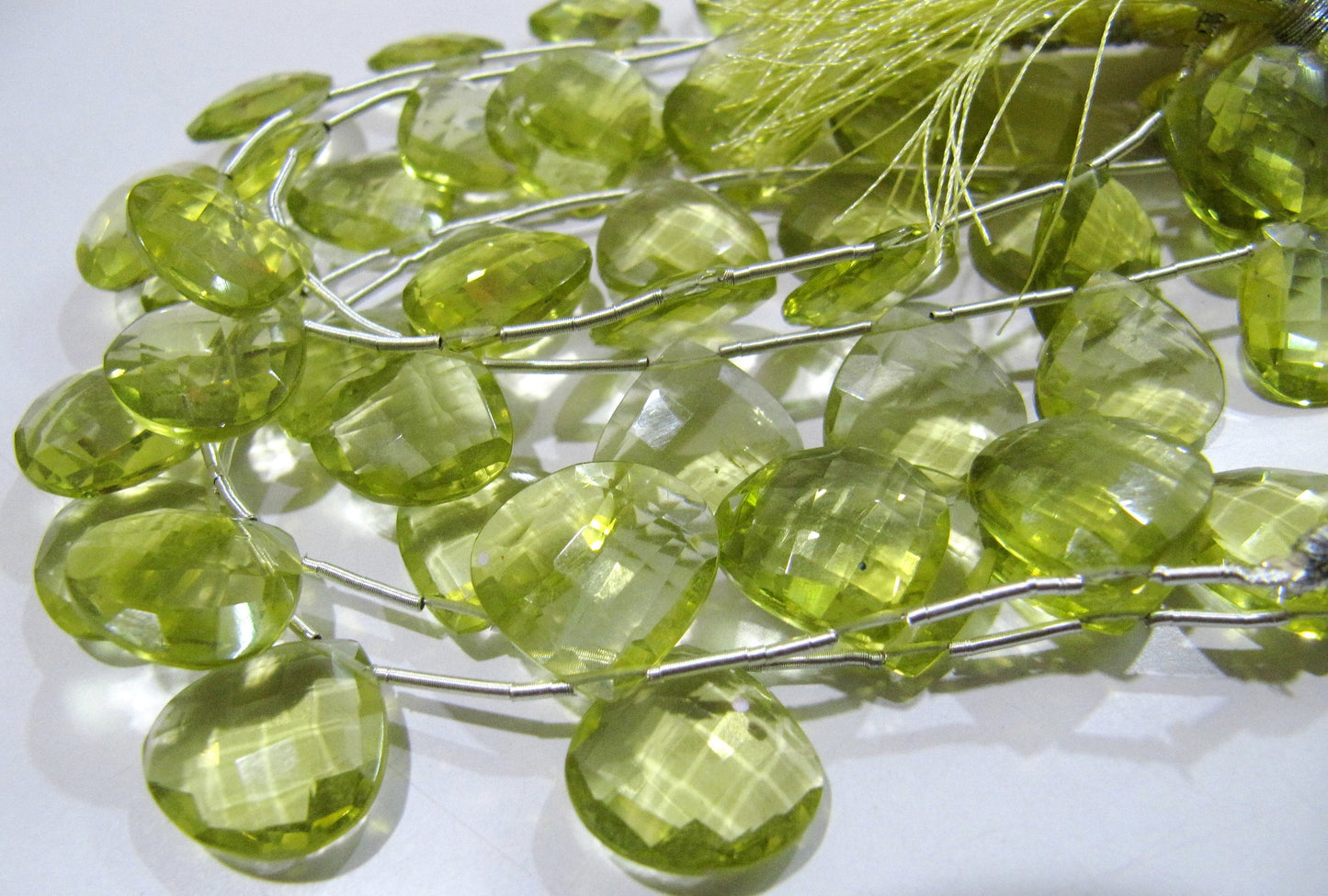 Lemon Hydro Quartz Heart shape Briolette Faceted Beads Size 14mm Beads Strand 8 inches Long Jewelry making beads