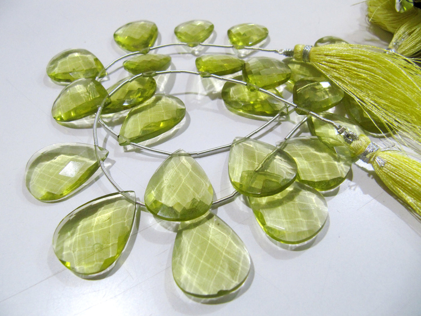 Lemon Hydro Quartz Pear shape Briolette Faceted Beads Size 15x20mm to 18x25mm Beads Strand 8 inches Long Jewelry making Hydro quartz beads