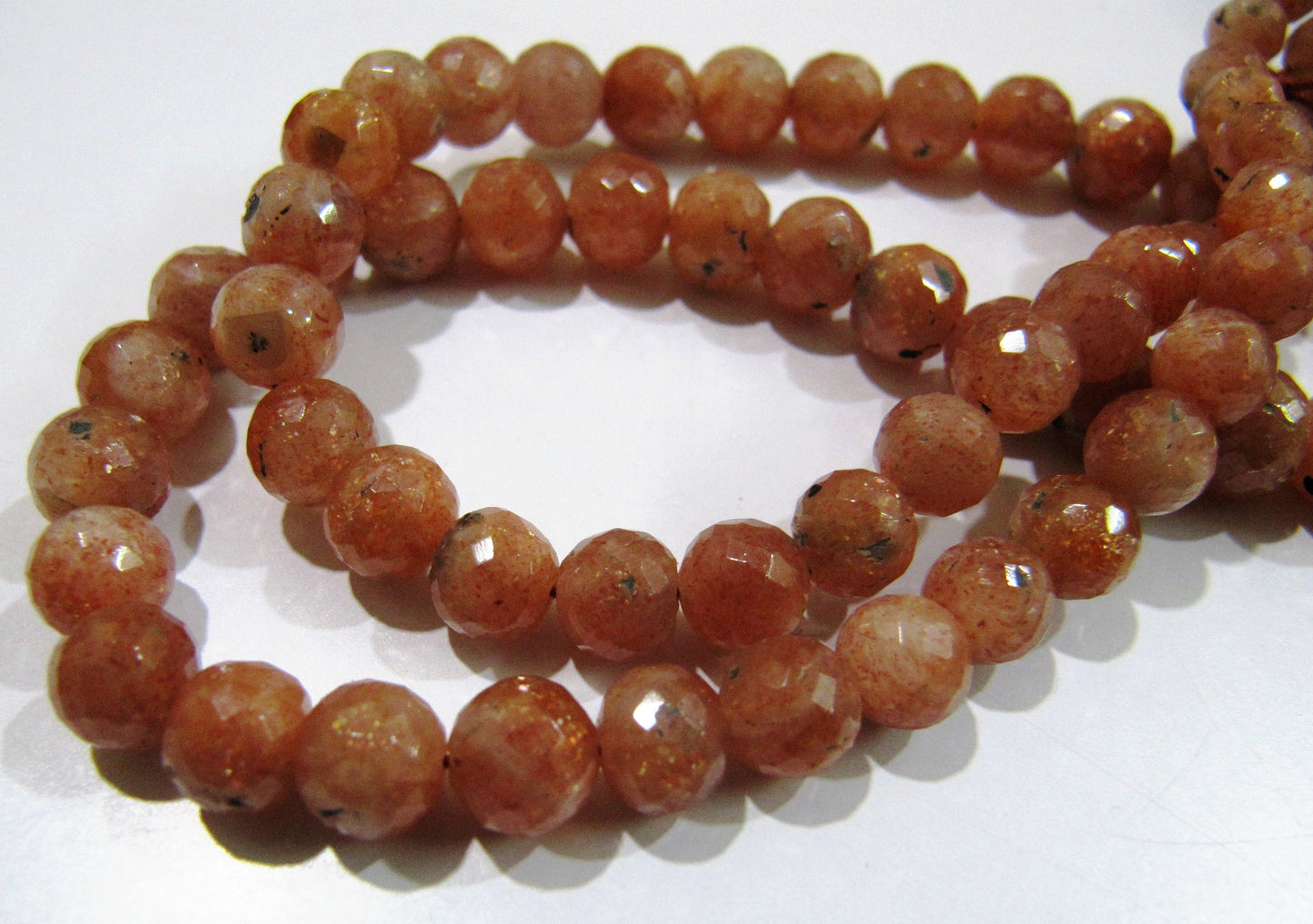 20 Loose Beads- Natural Sunstone Faceted Round Beads / 5 to 8mm Size Genuine Sunstone Beads / Gemstone Beads / Birth Stone- Wholesale Prices