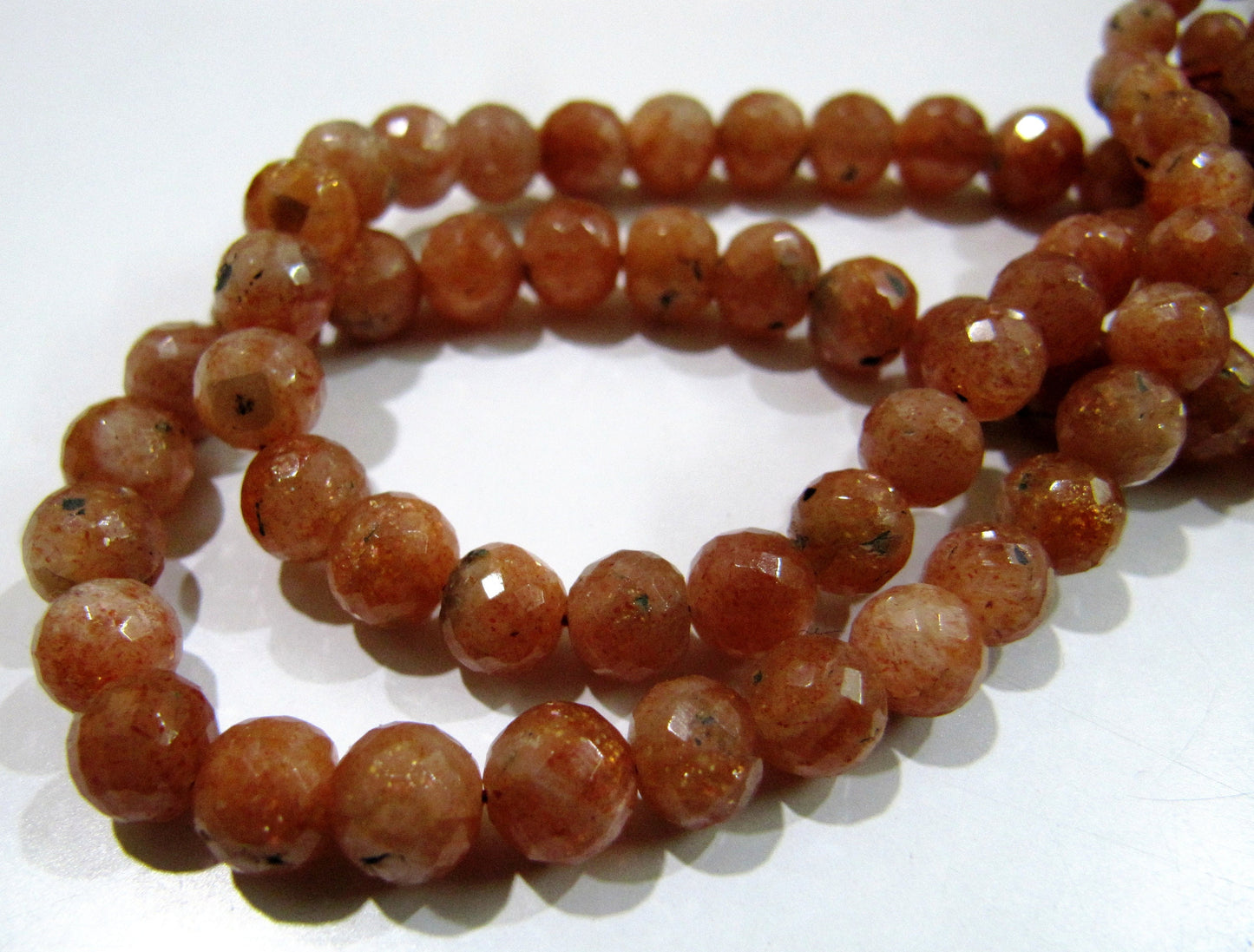 20 Loose Beads- Natural Sunstone Faceted Round Beads / 5 to 8mm Size Genuine Sunstone Beads / Gemstone Beads / Birth Stone- Wholesale Prices