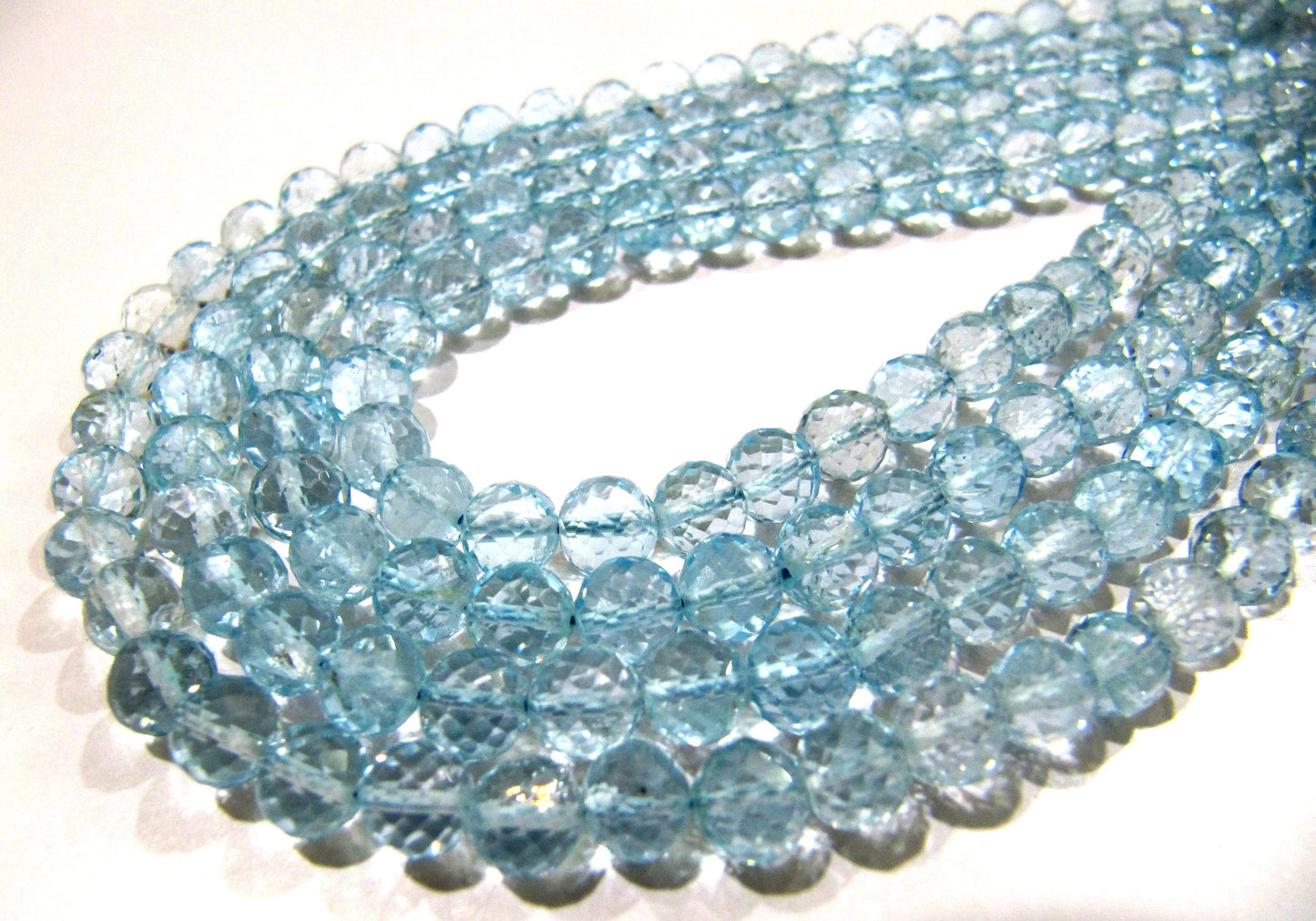 Super Fine Quality Natural Blue Topaz Faceted Round Beads Genuine Blue Topaz Gemstone Beads 5-6mm Size BT Gemstone Strand 5 inch long