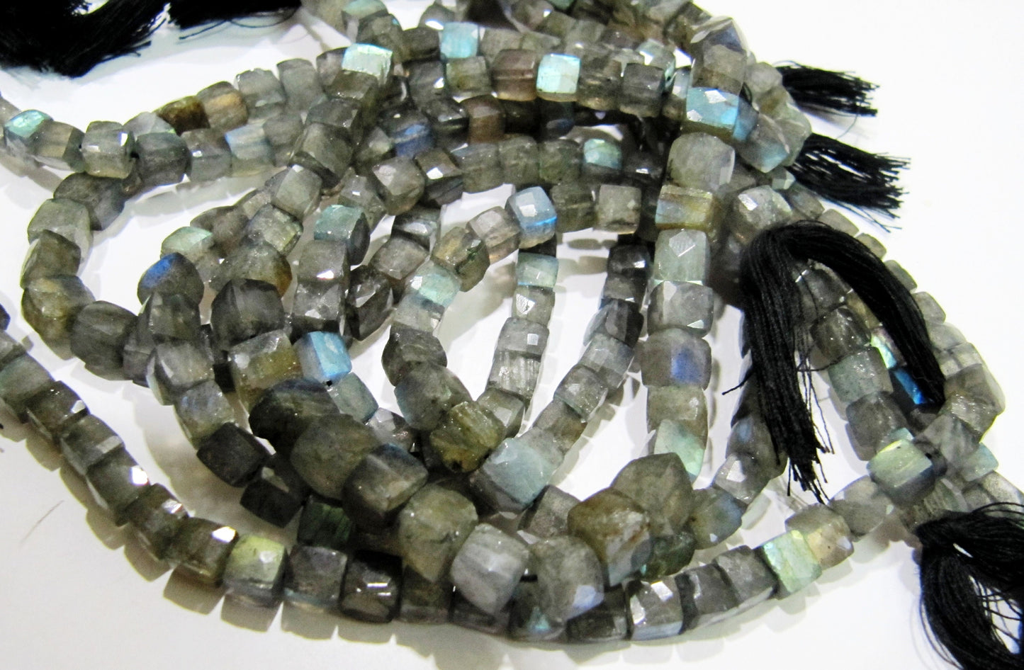 Top Quality Labradorite 3D Box beads,Blue Flashy labradorite Faceted Cube Beads 5to7mm size Superfine Cut and Polished Beads String 8inch