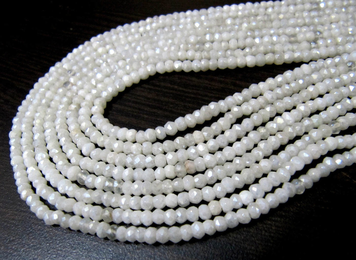 Natural White Silverite 3- 4mm AB Coated Beads Strand 13 inch long Mystic Coated Silverite Beads Wholesale Prices Jewelry making gemstone