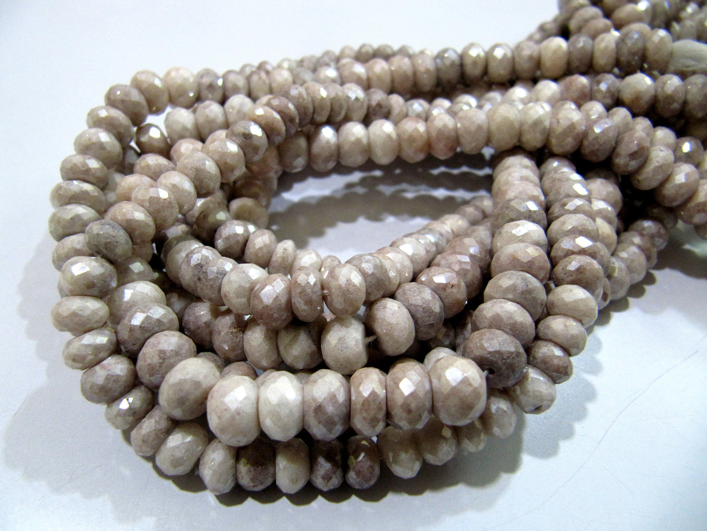 Natural Grey Silverite Beads Rondelle Faceted Silverite Chalcedony Beads Size 7-8mm Strand 8 inches Long