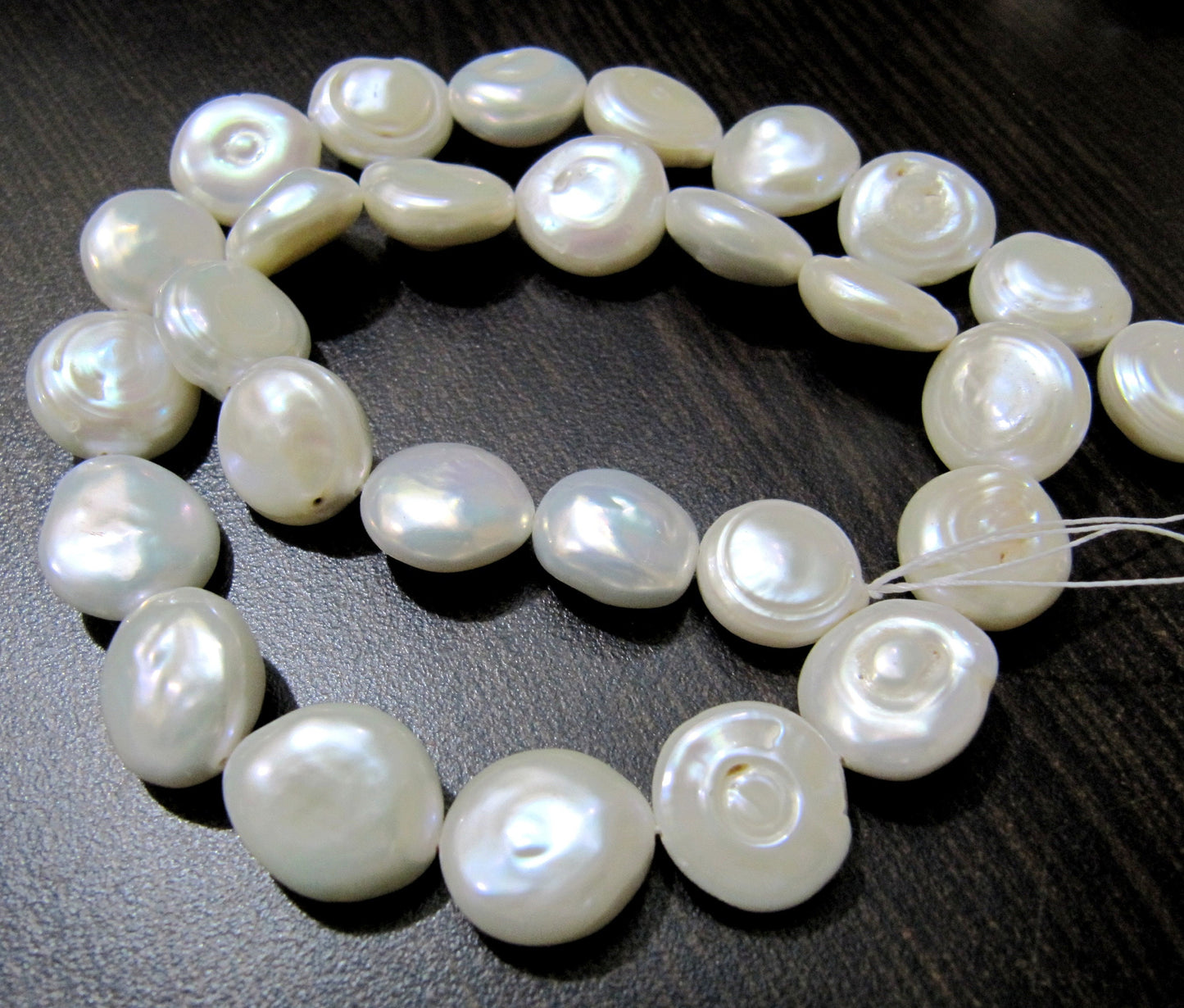Top Fresh Water Pearl Beads Natural Coin Shape White Pearl Bead 12-13mm Size Beads Strand 16 inches Long Jewelry Making Gemstone Beads