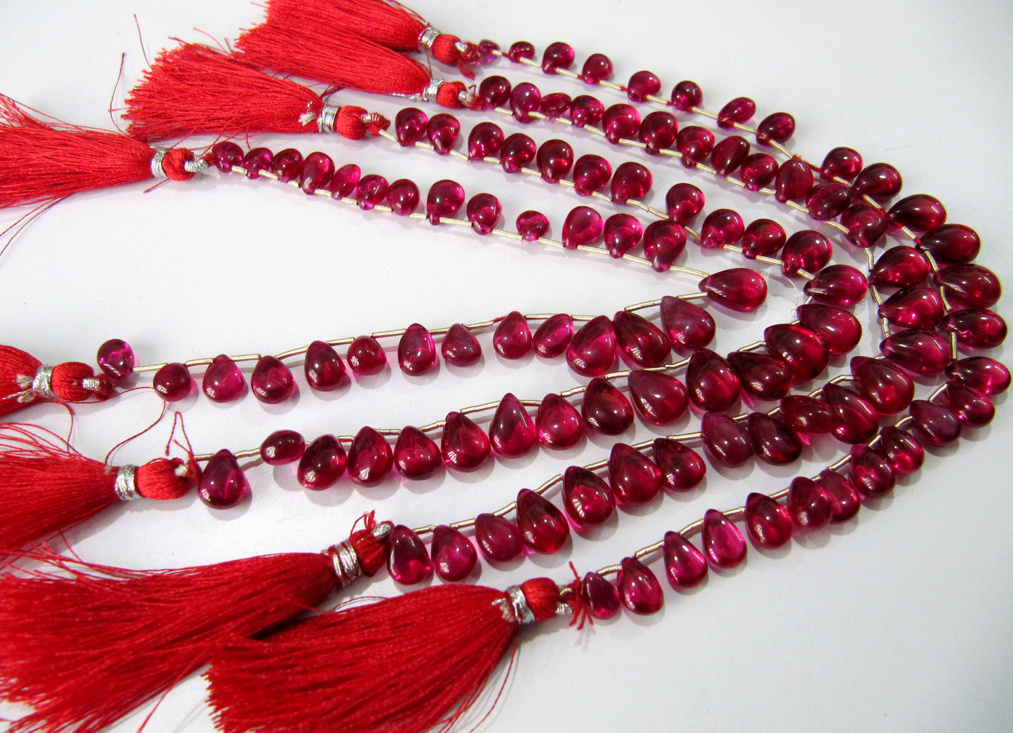 AAA Quality Ruby Smooth Flat Tear Drops 5x7mm to 10x14mm,Imitation Ruby Pear Shape beads,Lab Creaated Ruby Strand 6inch Long-