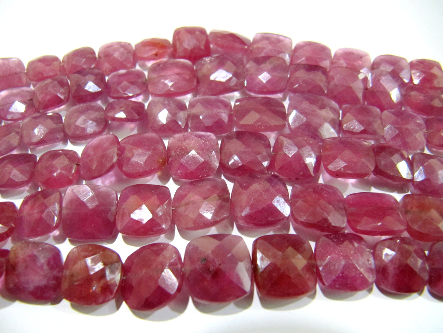 Finest Quality Amazing Ruby Gemstone Beads , Faceted Cushion Shape Natural Ruby Beads Briolettes 10-12mm Size Beads , Length 10-11 inches