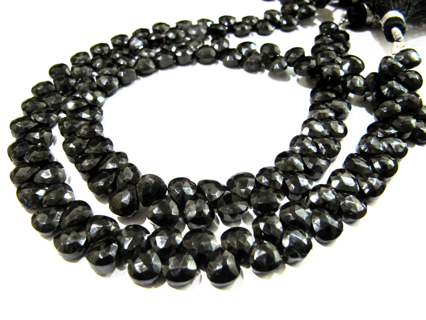 Natural Black Spinel Heart Shape Faceted Briolette Beads 6mm Semi Precious Strand 10inches long Fancy Shape beads sold Per Strand Wholesale