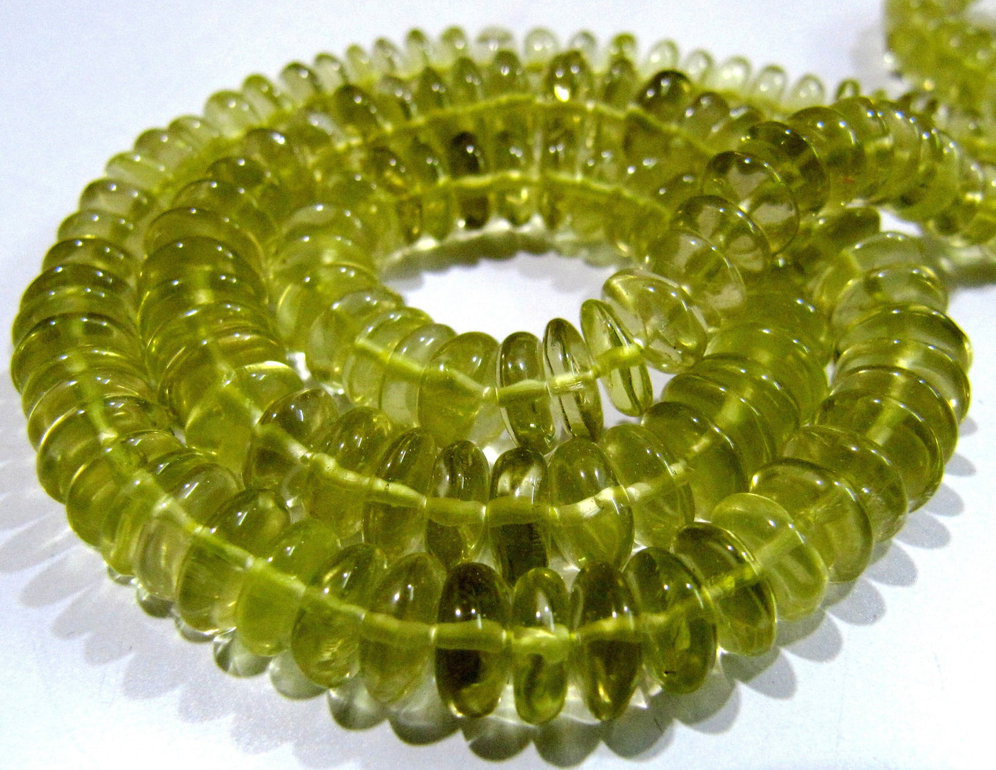 German Cut Natural Lemon Quartz Smooth Rondelle Beads 6-9 mm size Graduated Beads 8 inch long Strand Jewelry Making Supply Wholesale Prices