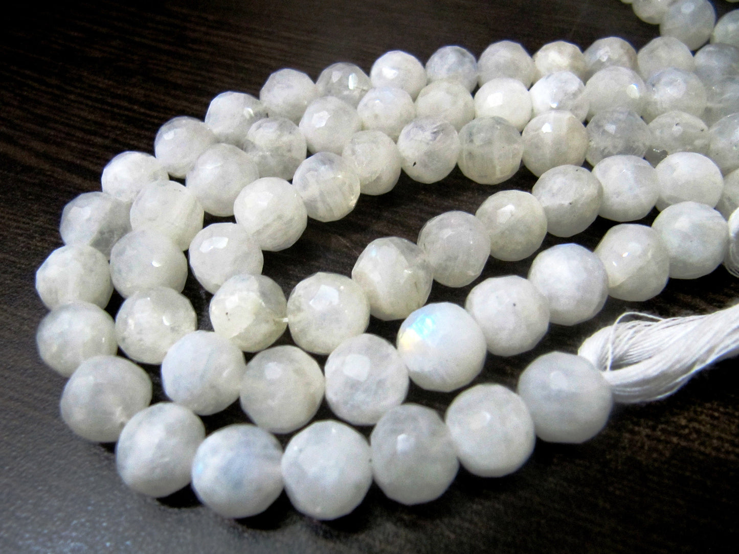 Natural White Rainbow Moonstone Round Faceted Beads 8-10mm Strand 10inches long High Quality Blue Flashy Beads Wholesale Prices