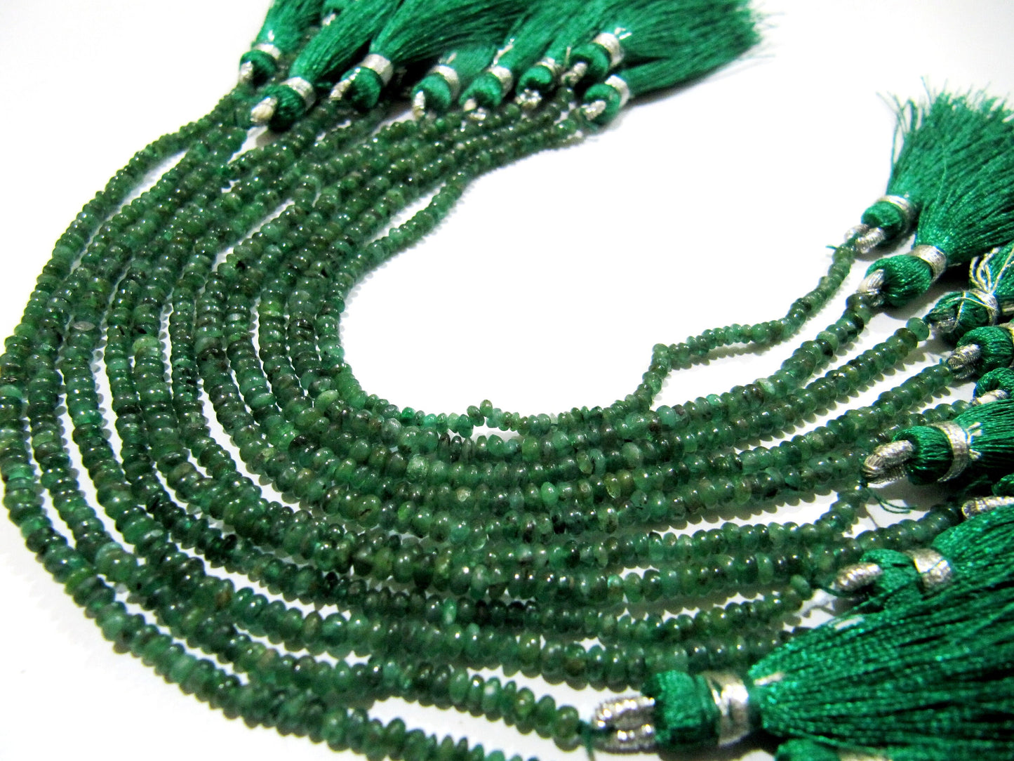 Natural Emerald Rondelle Plain Smooth Beads 2.5-3mm strand 8 inches Zambia Mined Precious Untreated Genuine Emerald Birth Stones