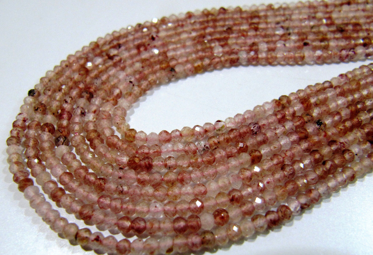 Finest Quality Natural Strawberry Quartz 2-2.5mm Size Beads Beautiful Strawberry Quartz Micro Faceted Rondelle Beads Strand 13 inches long