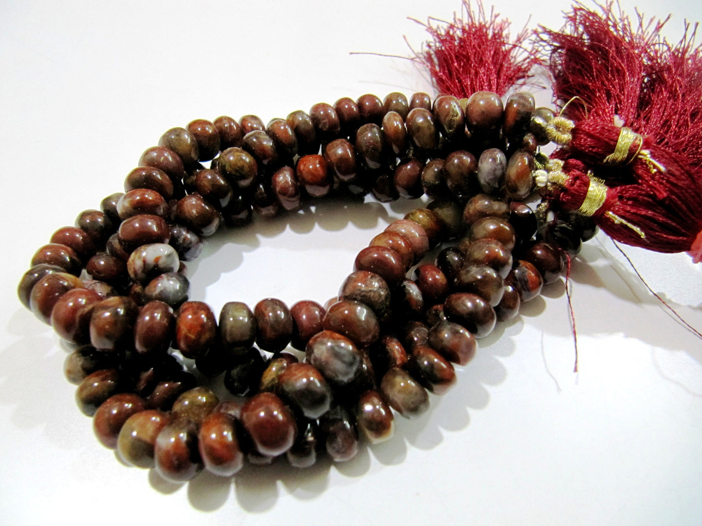 Natural Blood Agate Smooth Rondelle Beads / Red Tiger Eye Jade Beads 8-9mm Size Strand 8 inch long Plain Red Jasper Beads Wholesale Prices