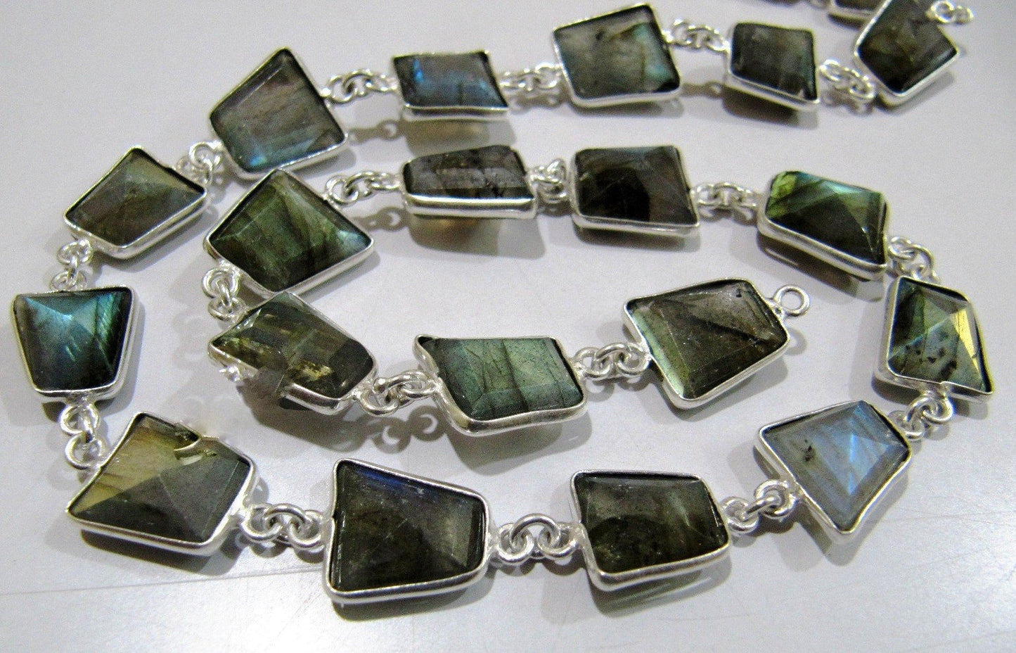 Natural Labradorite Free Shape Briolette Bezel Connector Chain 12-13mm Sold per FOOT high Quality Blue Flashy Gemstones Handmade chain