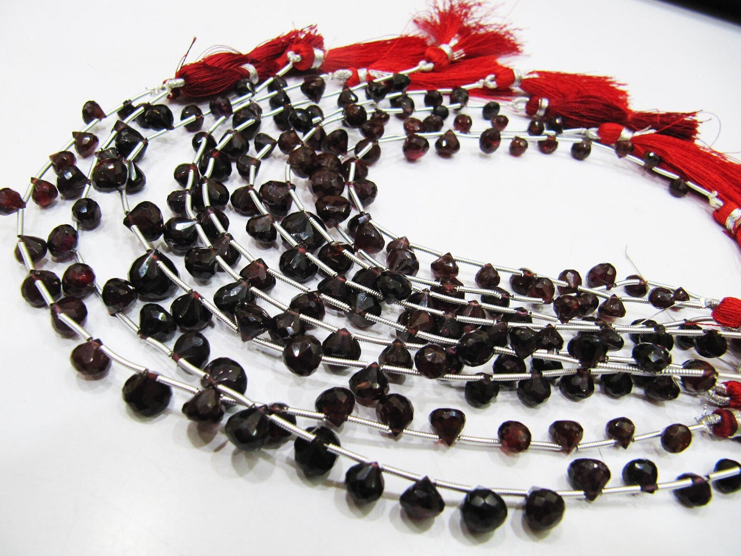 AAA Quality Natural Mozambique Garnet Onion Shape Beads, Faceted Garnet fancy Shape Beads, Size 5 To 8 mm Gemstone Beads,Strand 8 inch.long