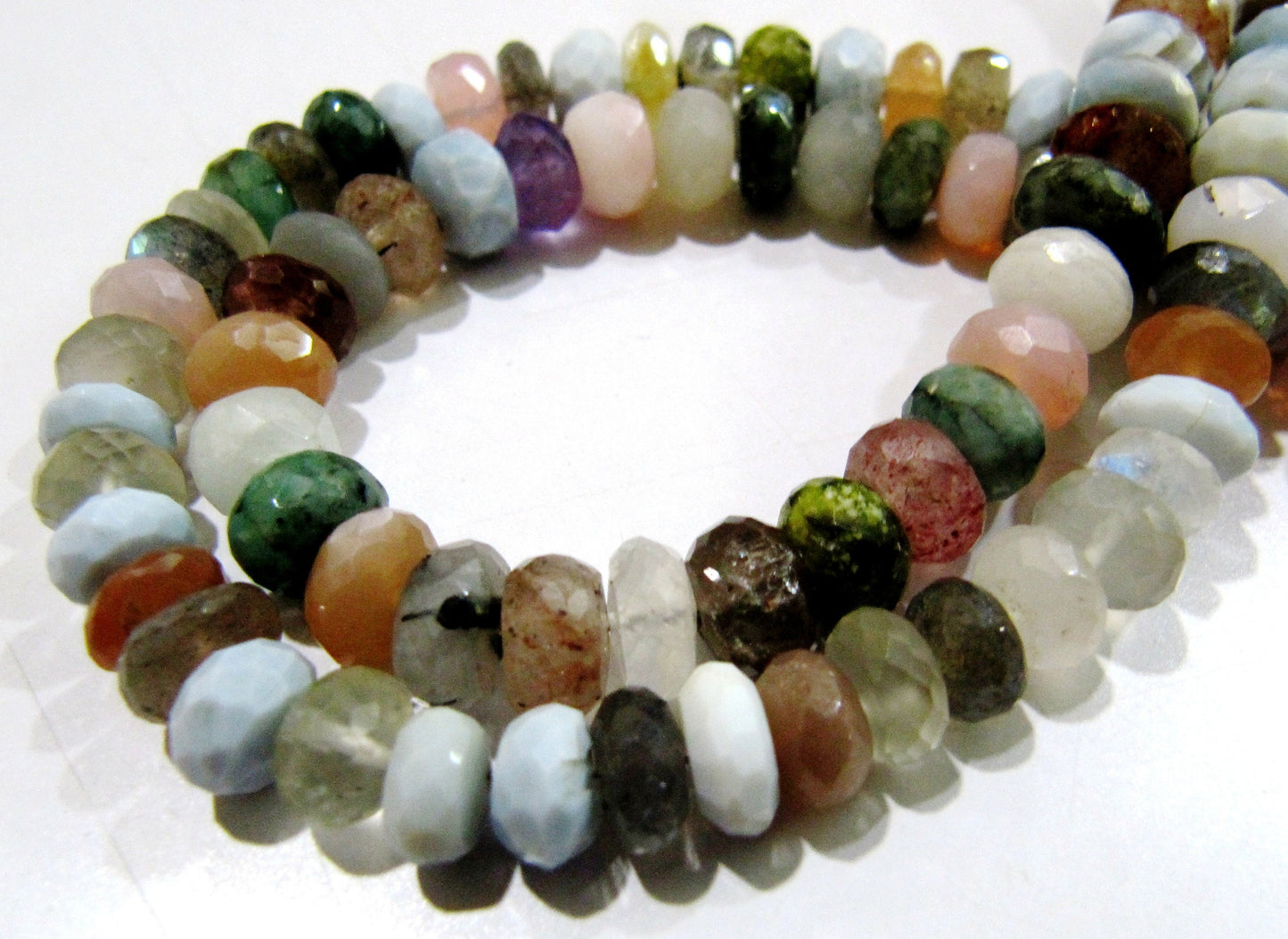 Multi Gemstones Rondelle Faceted Beads / Natural Multi color Beads / Size 7 to 10mm Strand 8 inch long Micro Faceted Wholesale Rates