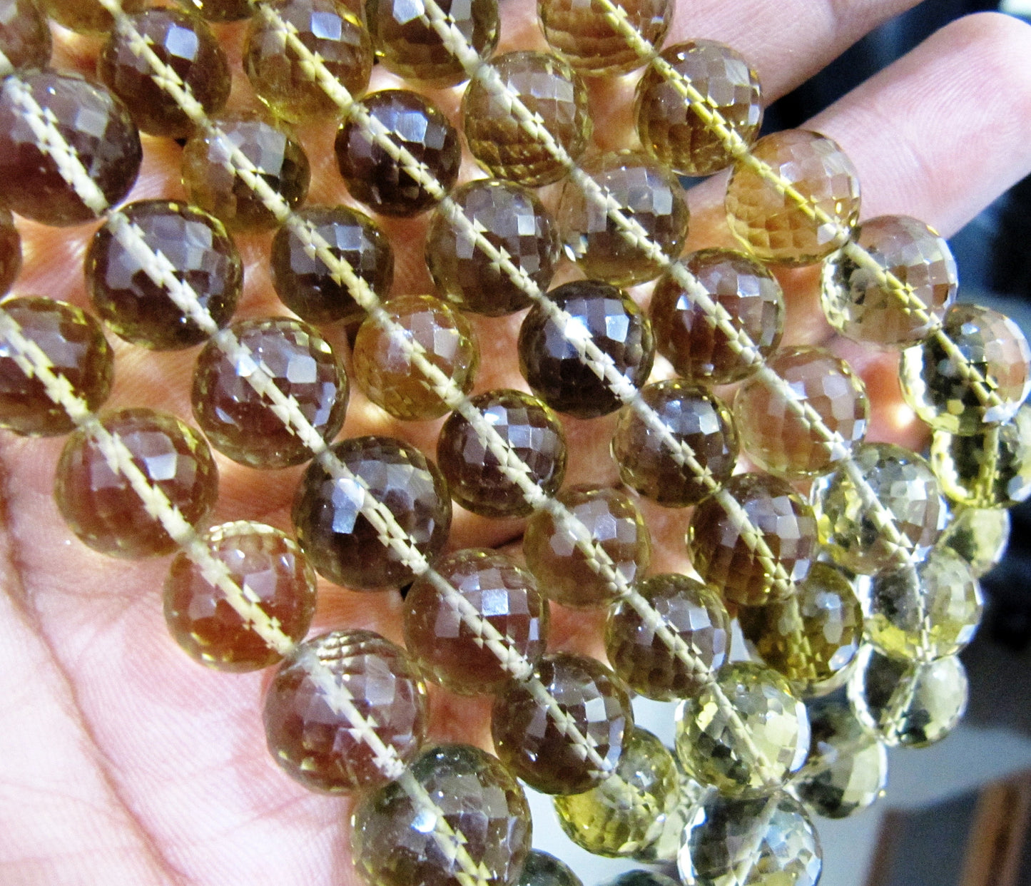 Extrafine Micro Faceted Natural Beer Quartz Bead Round shape 7to12mm size Strand 8 inch Long Ball Shape Semi Precious beads wholesale Prices