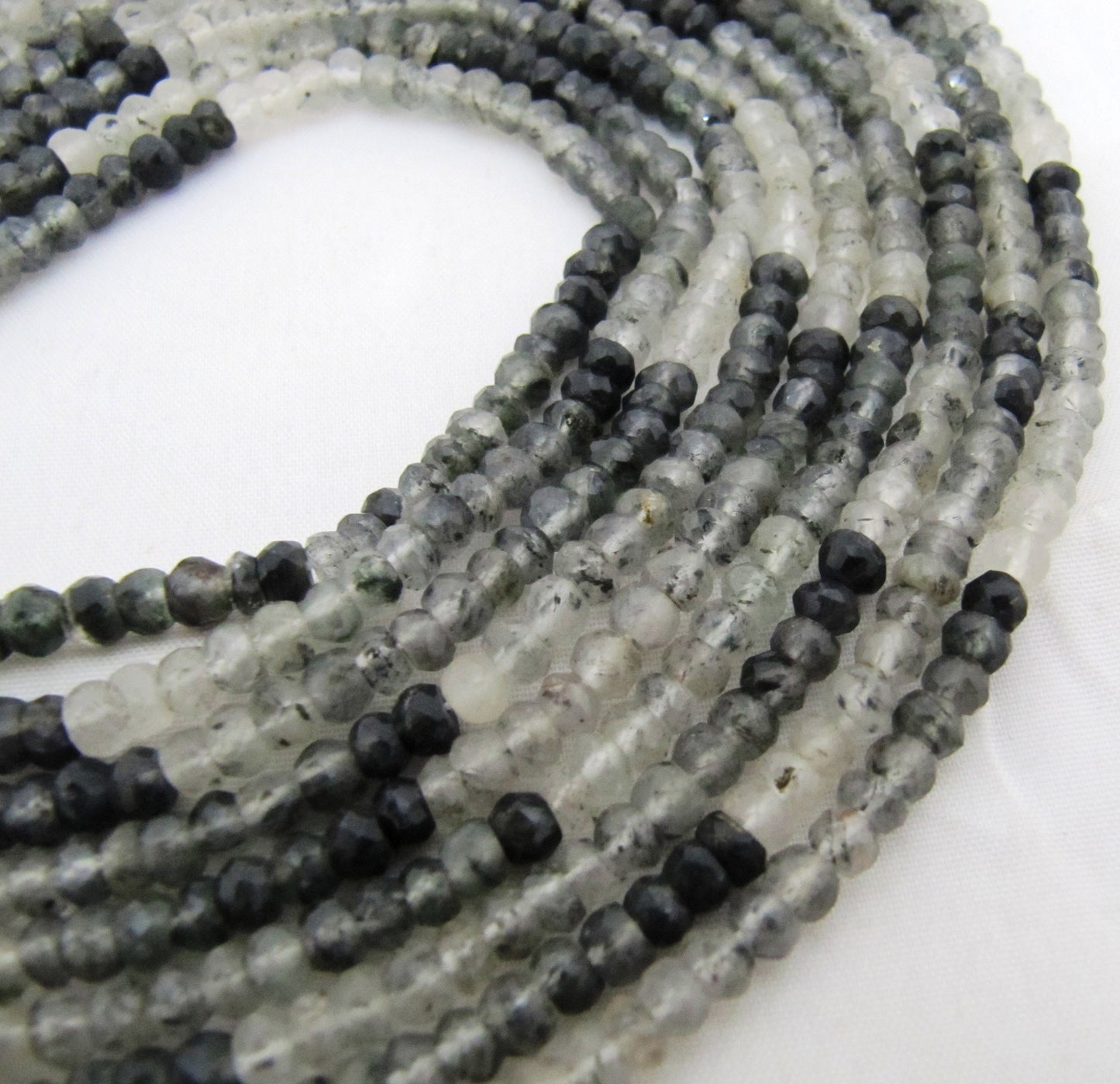 Natural High Quality Genuine Black Rutilated Quartz Rondelle Faceted Beads Size 4-5mm Sold per Strand of 13inch Long Semi Precious Jewelry