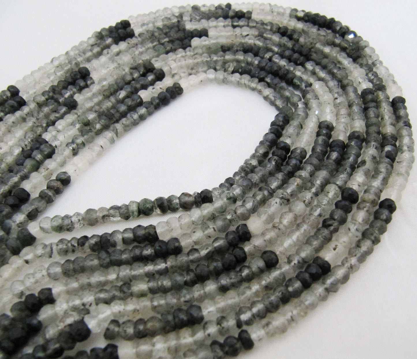 Natural High Quality Genuine Black Rutilated Quartz Rondelle Faceted Beads Size 4-5mm Sold per Strand of 13inch Long Semi Precious Jewelry