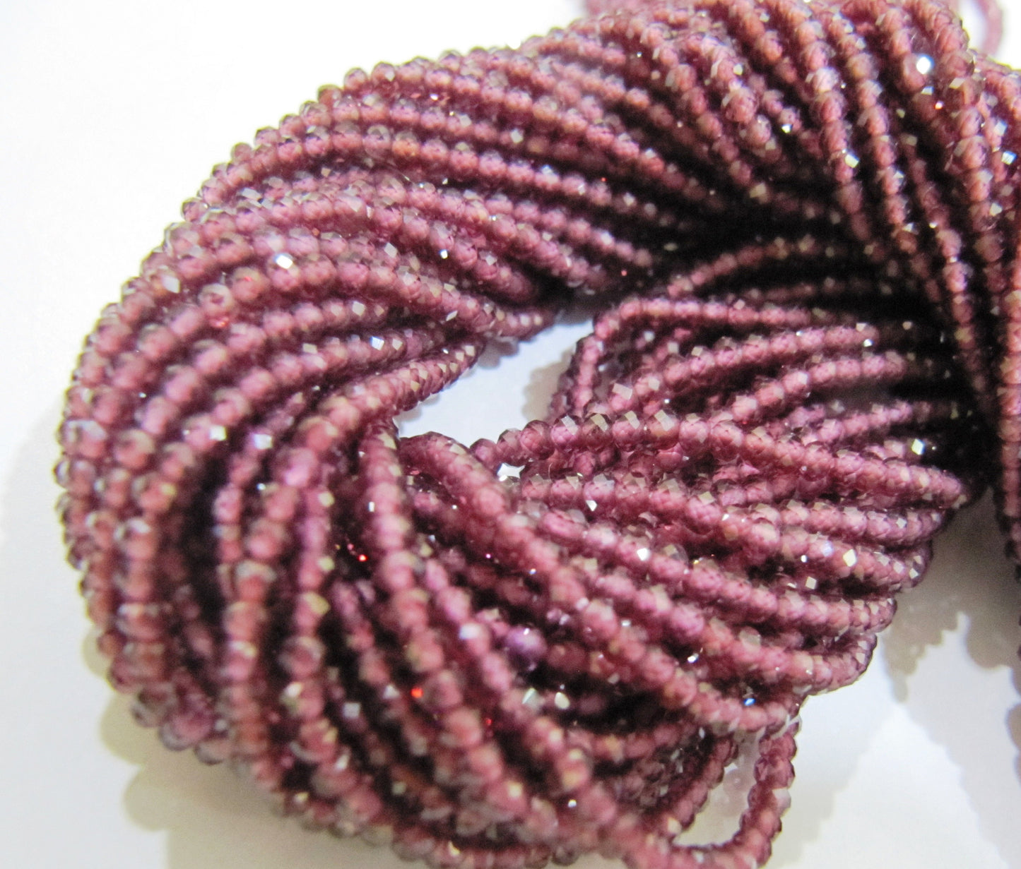 Natural Garnet Rondelle Faceted 2mm Beads, Semi Precious Beads Micro faceted Strands 13 to 14 inches Long Sold in WHOLESALE price