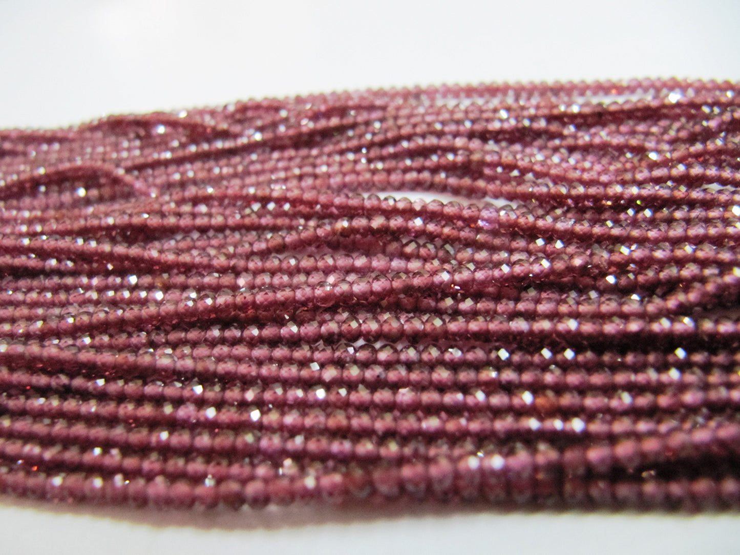 Natural Garnet Rondelle Faceted 2mm Beads, Semi Precious Beads Micro faceted Strands 13 to 14 inches Long Sold in WHOLESALE price