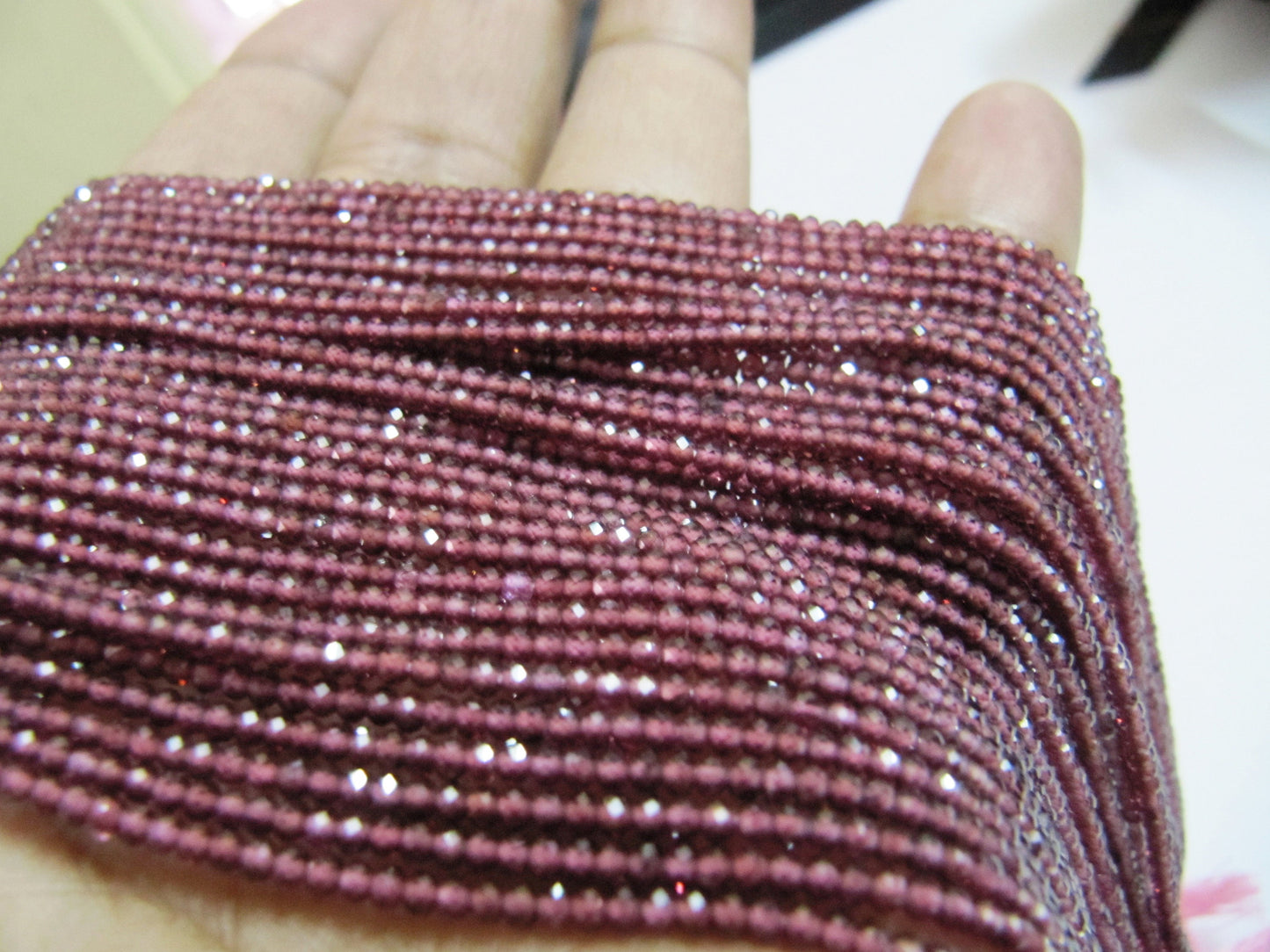 Natural Garnet Rondelle Faceted 2mm Beads, Semi Precious Beads Micro faceted Strands 13 to 14 inches Long Sold in WHOLESALE price