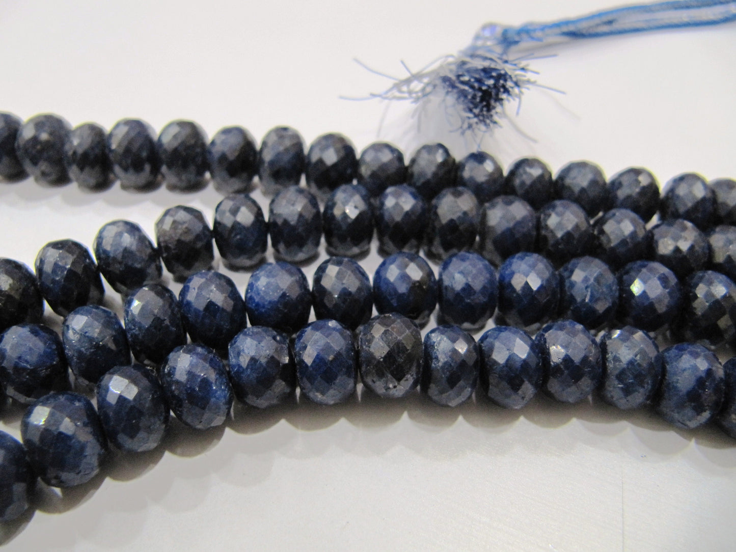 Pack of 10 Loose Beads of Blue Sapphire / Big Size Rondelle Faceted Beads Size 7mm to 11mm Precious Stone Beads in Wholesale Rates
