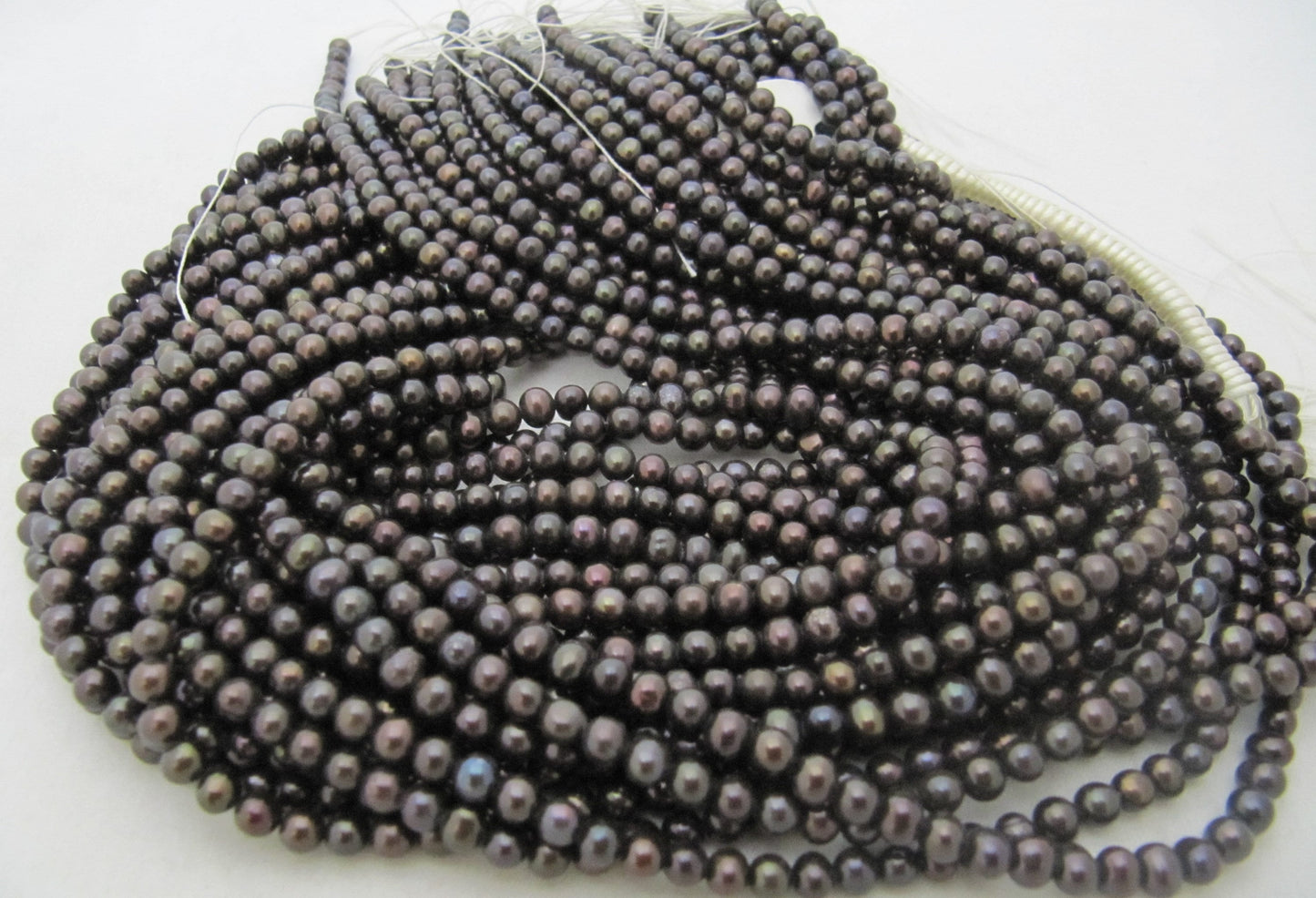 Natural Black Pearl beads 4mm Genuine Pearl beads Round Shape Exotic Color Strand 15 -16 inches Wholesale Prices