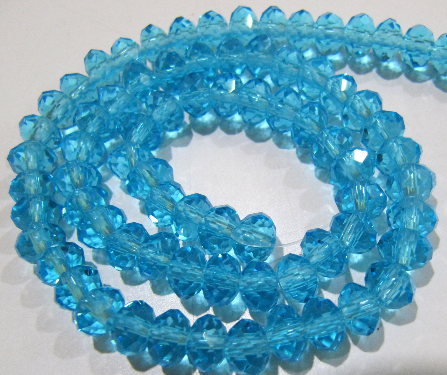 Sky Blue Topaz Beads / 3-4mm Size Rondelle Faceted Crystal Beads / 100 Beads approx per Strand / Sky Blue Hydro Quartz Beads