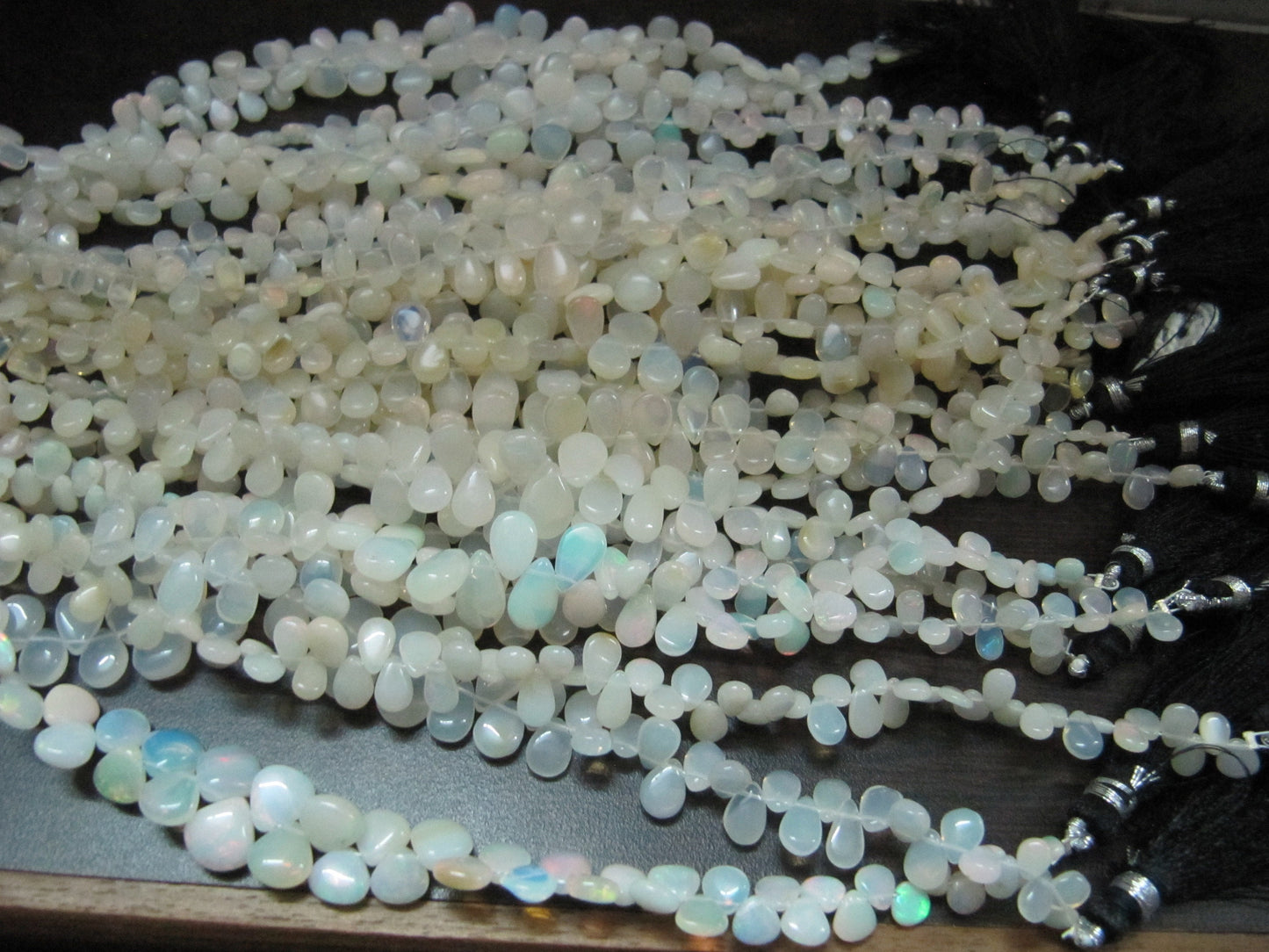 Best Quality Ethiopian Opal Beads heart Shape Plain Briolette beads, Size 6-8mm, Strand 8 inches Long, approx 55 to 60 beads, Fire beads
