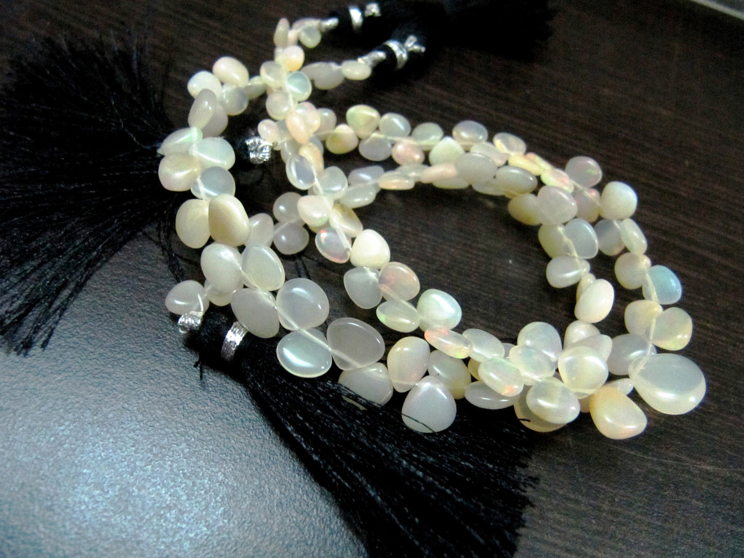 Best Quality Ethiopian Opal Beads heart Shape Plain Briolette beads, Size 6-8mm, Strand 8 inches Long, approx 55 to 60 beads, Fire beads