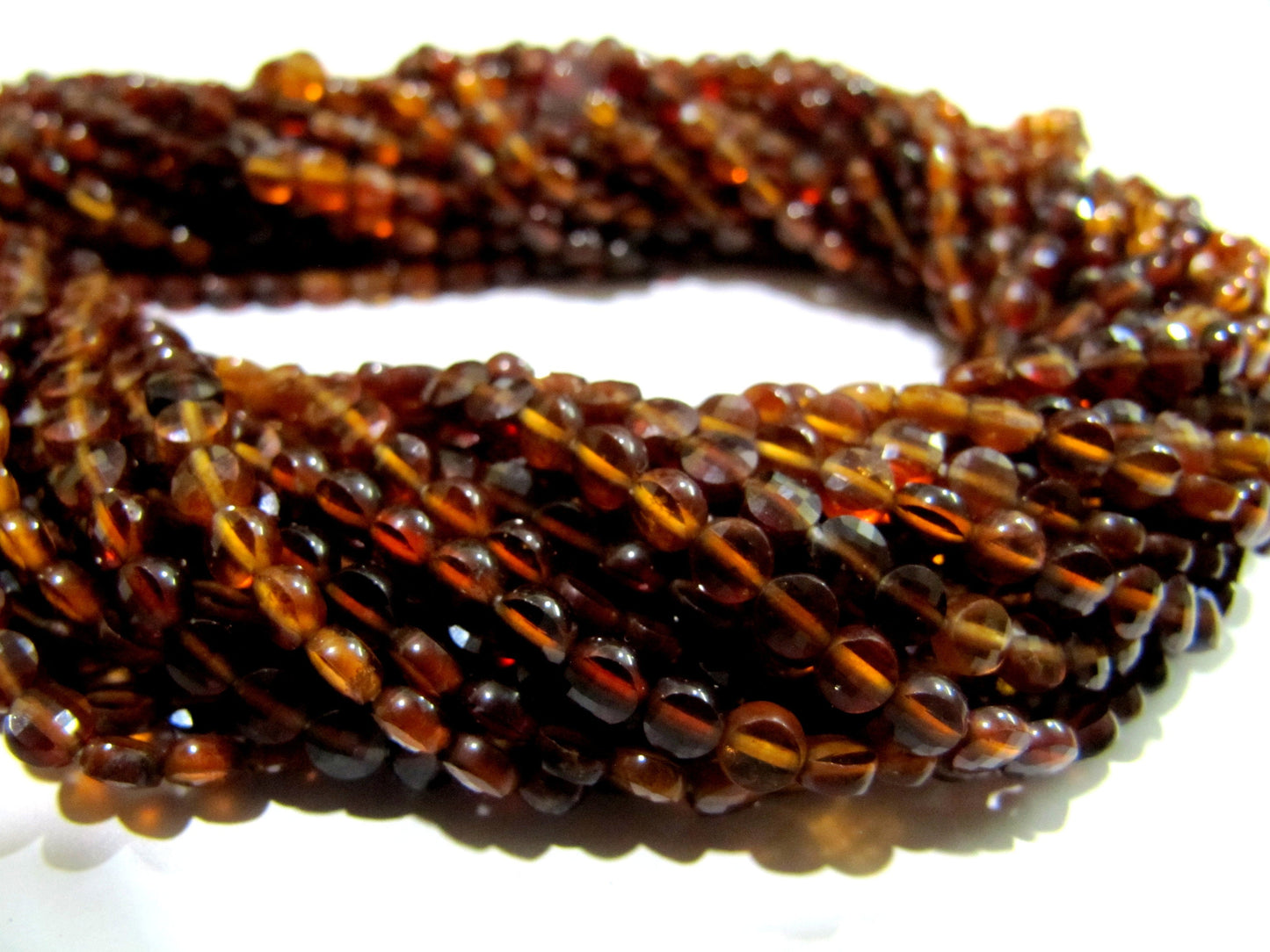 Natural Hessonite Garnet Faceted Round Coin Shape Briolette Beads Size 3.75mm Strand 13 Inches Long Jewelry Making Gemstone Wholesale Price