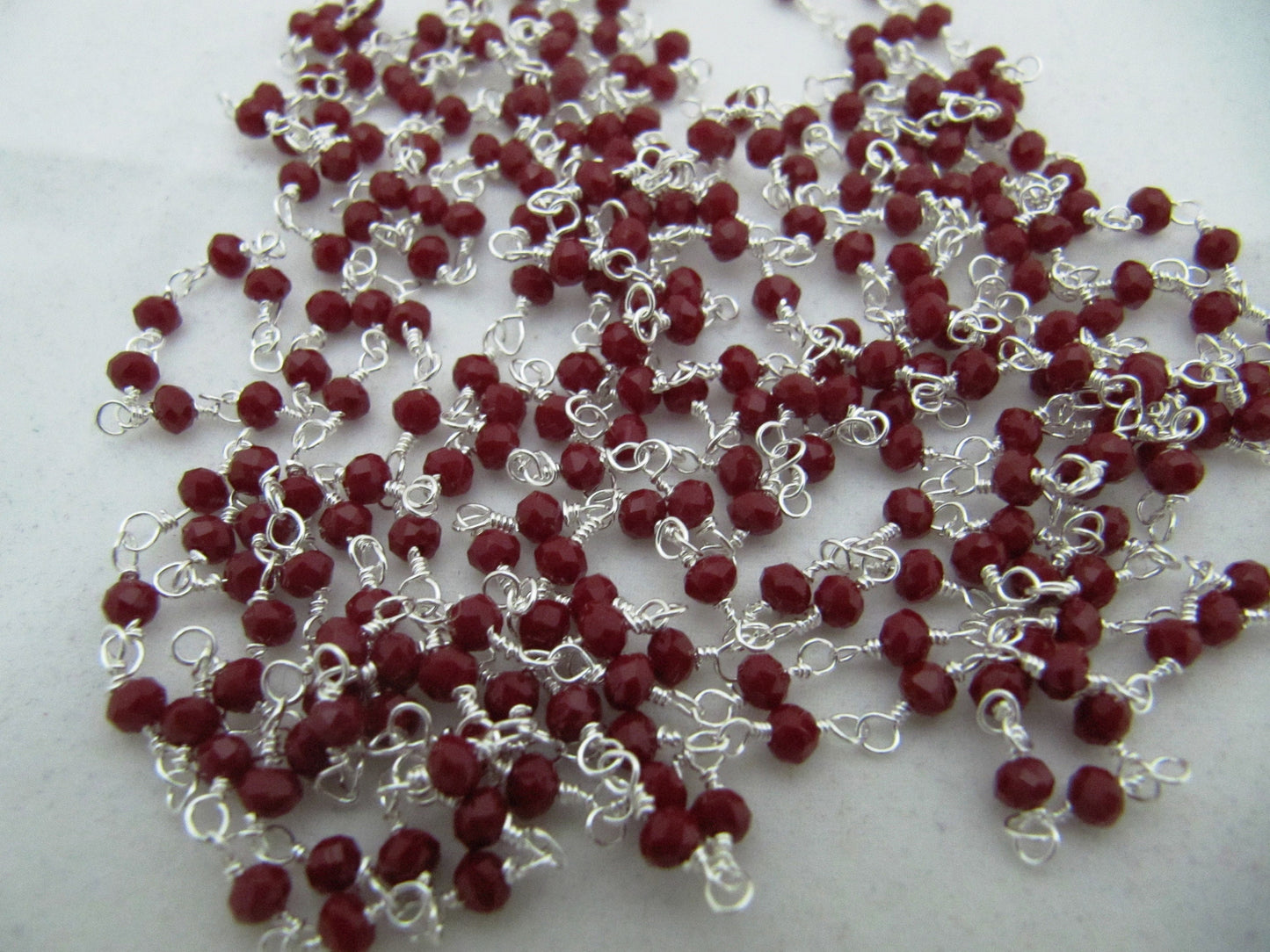 3 Ft-Coral Quartz Rosary Chain Rondelle Faceted Beaded 3mm Size Coral Hydro Quartz Bead Chain Wholesale Prices Crystal chain