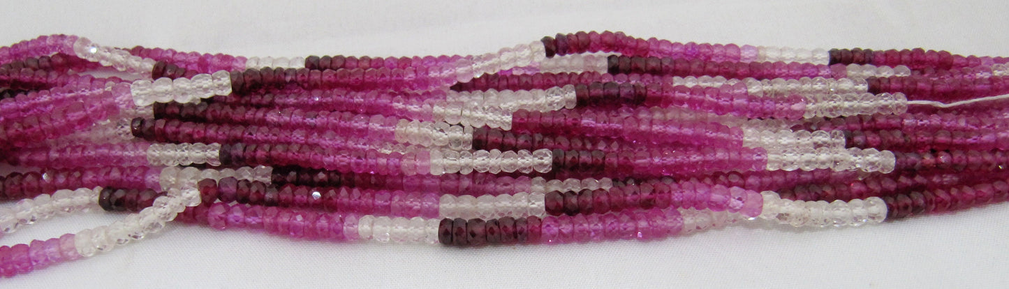 Multi Color Ruby 3mm To 4mm Rondelle Faceted Beads Strand 13-14 Inches Long Ruby Imitation Red Color Beads For Jewelry Making