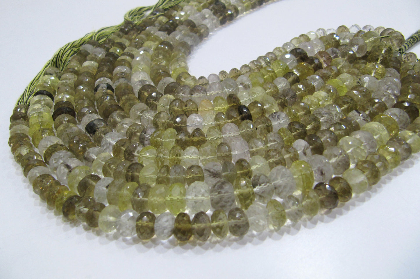 High Quality Natural Bio Lemon Quartz Rondelle Faceted Beads, Large Shaded Beads Size 8-10mm Available Sold per String 10 inches Long
