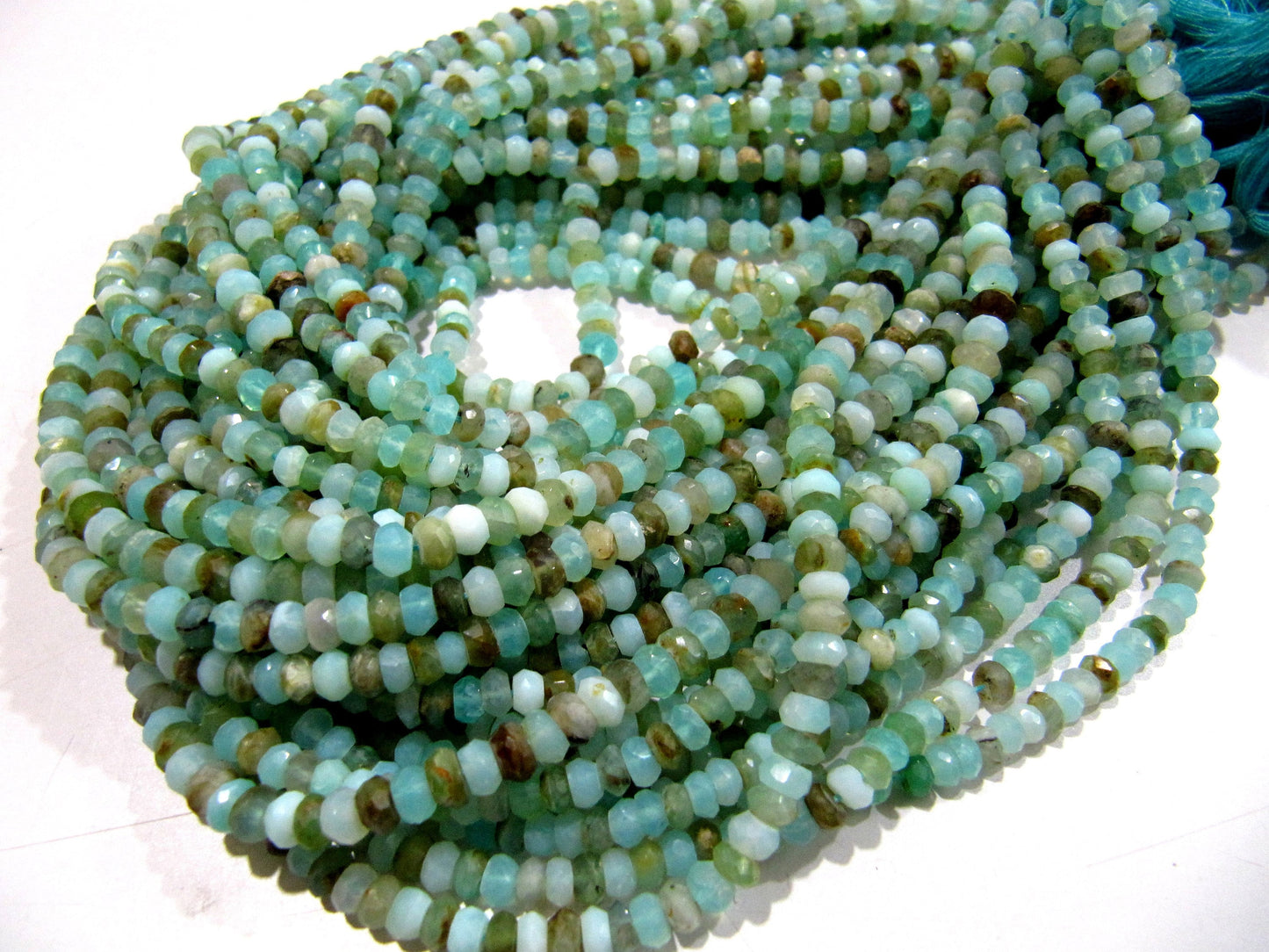 Natural Peruvian Opal Rondelle Briolette faceted Beads 3mm to 5mm best Quality Beads Strand 13 inches Long Israel Cut gemstone beads