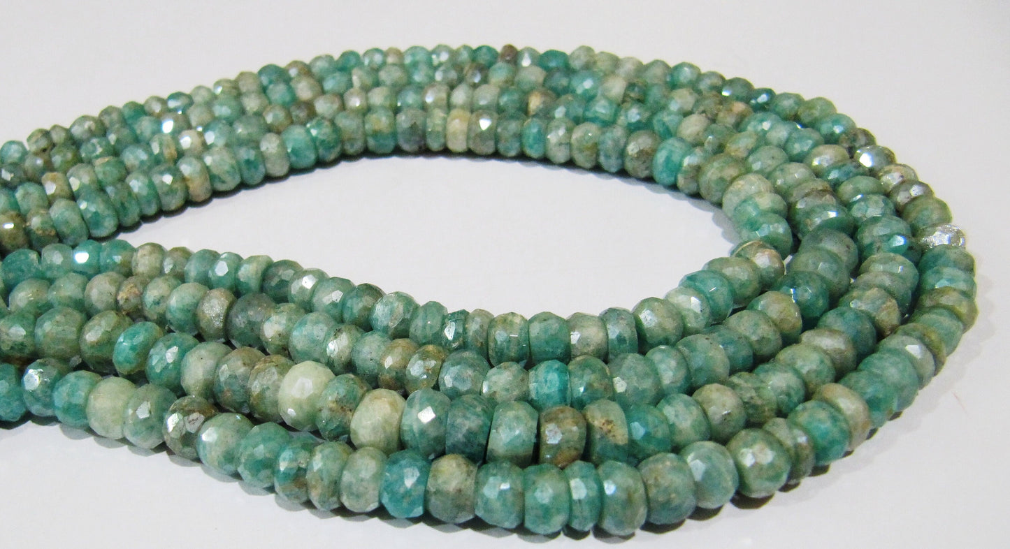 Natural Amazonite Rondelle Faceted Silver AB Mystic Coated 6-7mm Gemstone Beads Strand 13 inches long High Quality Wholesale Prices